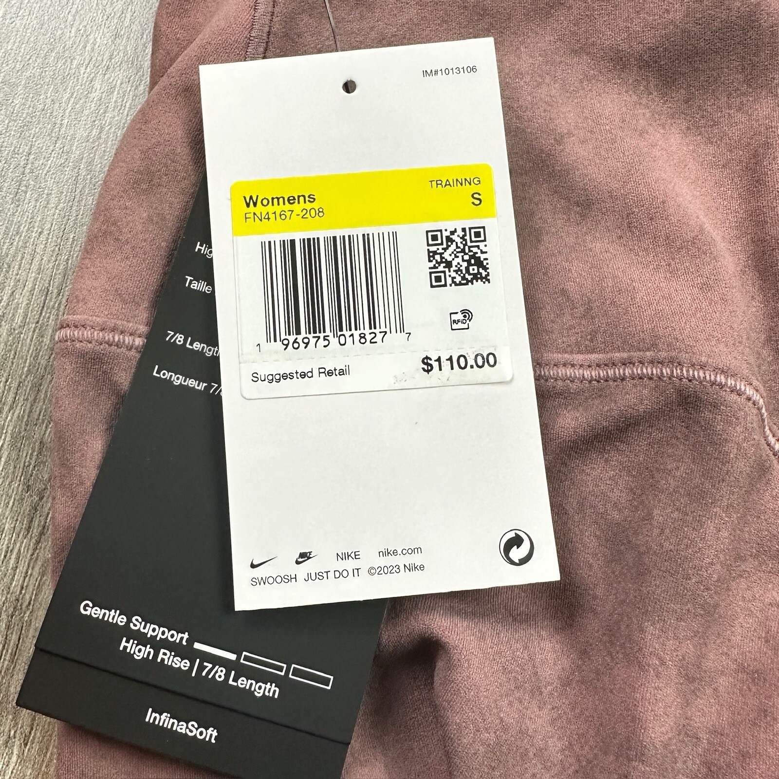 Nike Zenvy Womens High-Waisted 7/8 Leggings Sz S Gentle Support Mauve FN4167-208