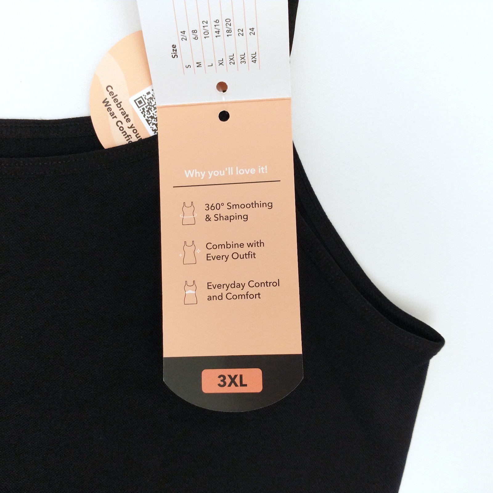 Shapermint Essentials Women’s All Day Every Day Scoop Neck Cami Black 3XL NEW