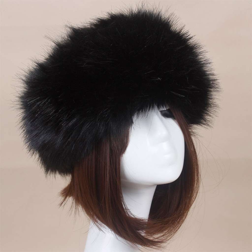 Women Russian Fluffy Faux Fur Headband Hat ladies Winter Ear Flap Ski Cap Warm