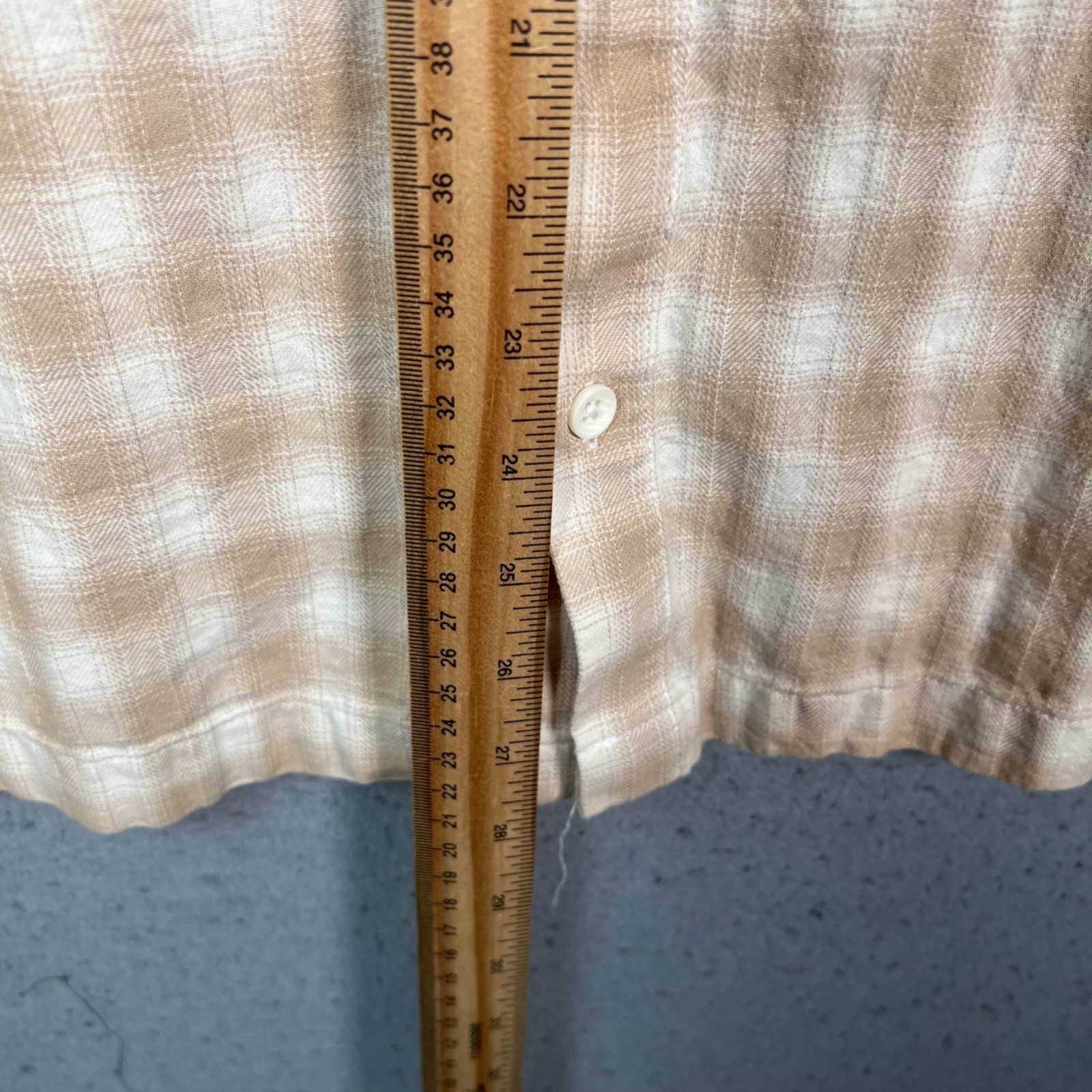 PacSun Beige & White Plaid Cotton Button-Up Shirt Mens Size XL