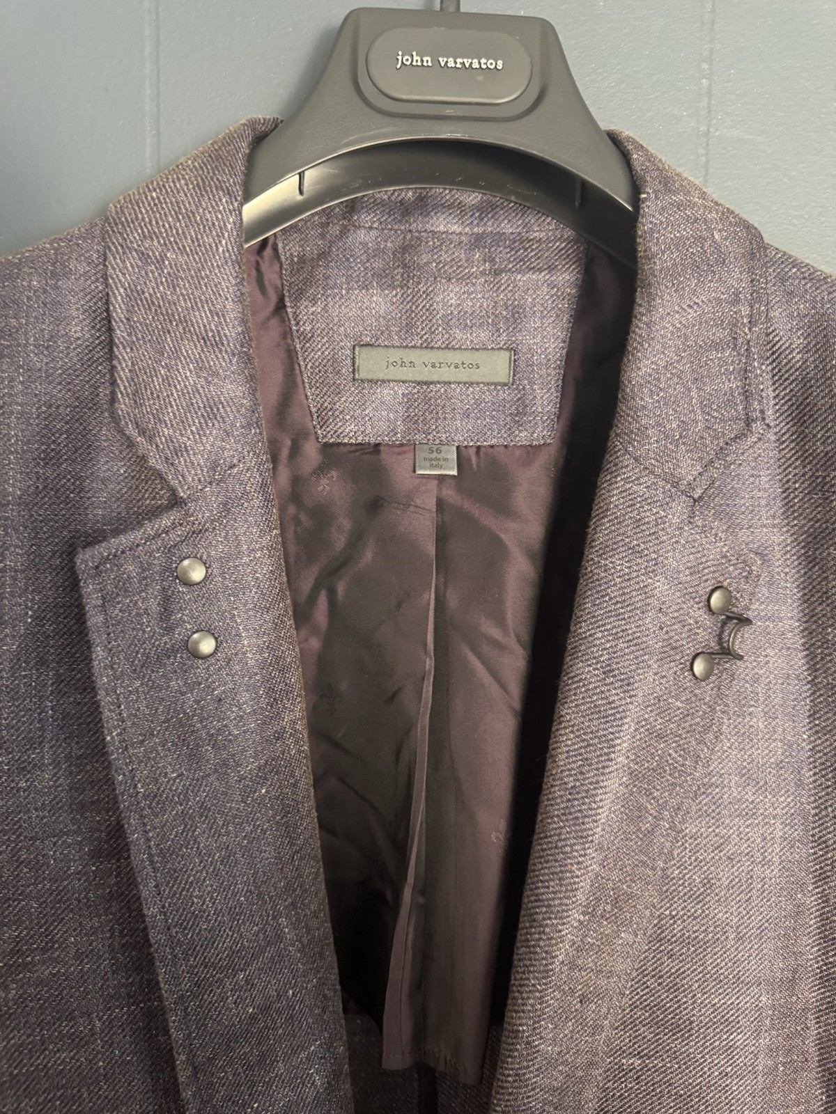 John Varvatos Purple Linen Hook And Bar Blazer 56
