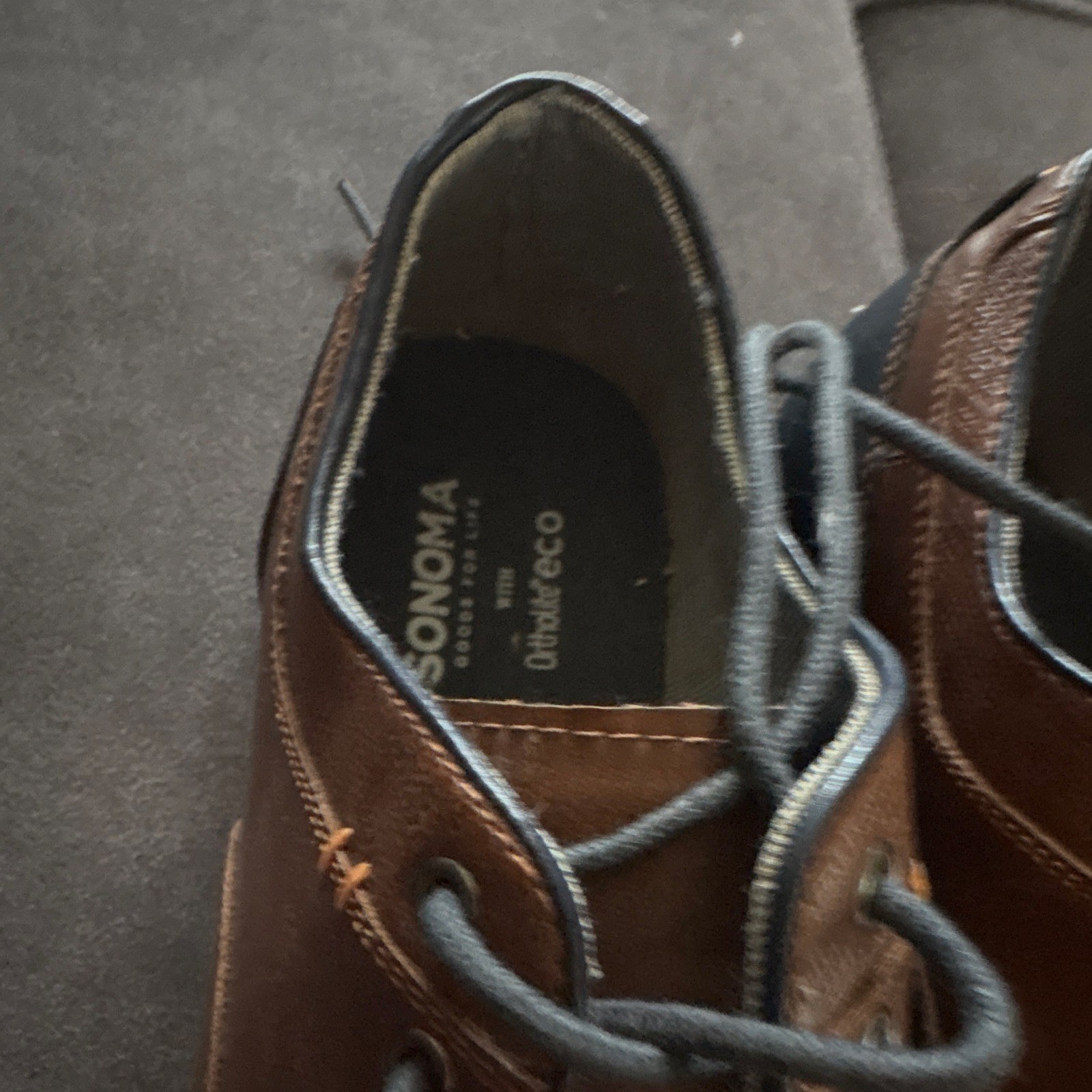 Sonoma Men’s Brown Leather Lace-Up Oxford Dress Shoes Round Toe US 9.5