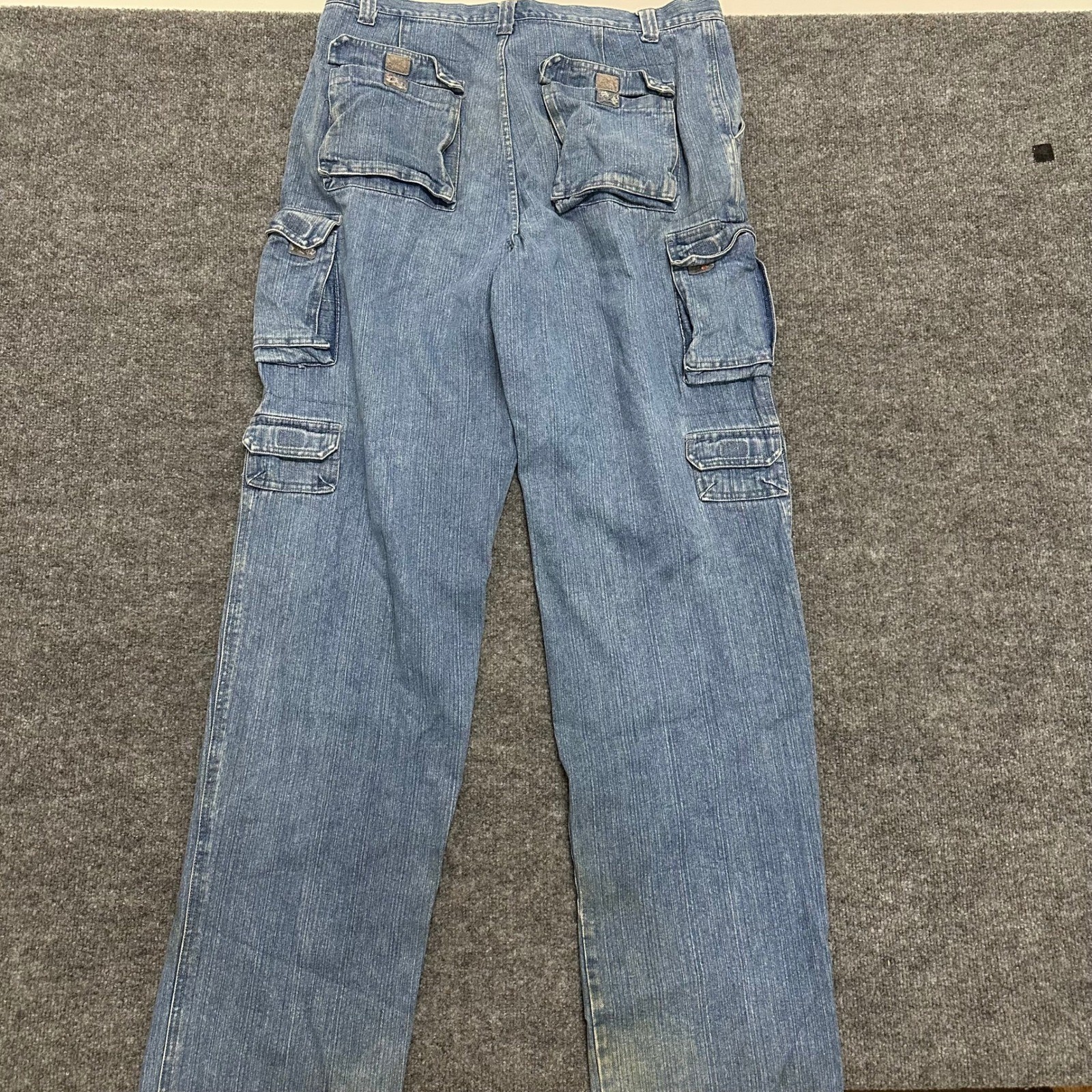 Liberty Blue Cargo Jeans Mens Size 38 Tall Blue Denim Relaxed Fit Utility