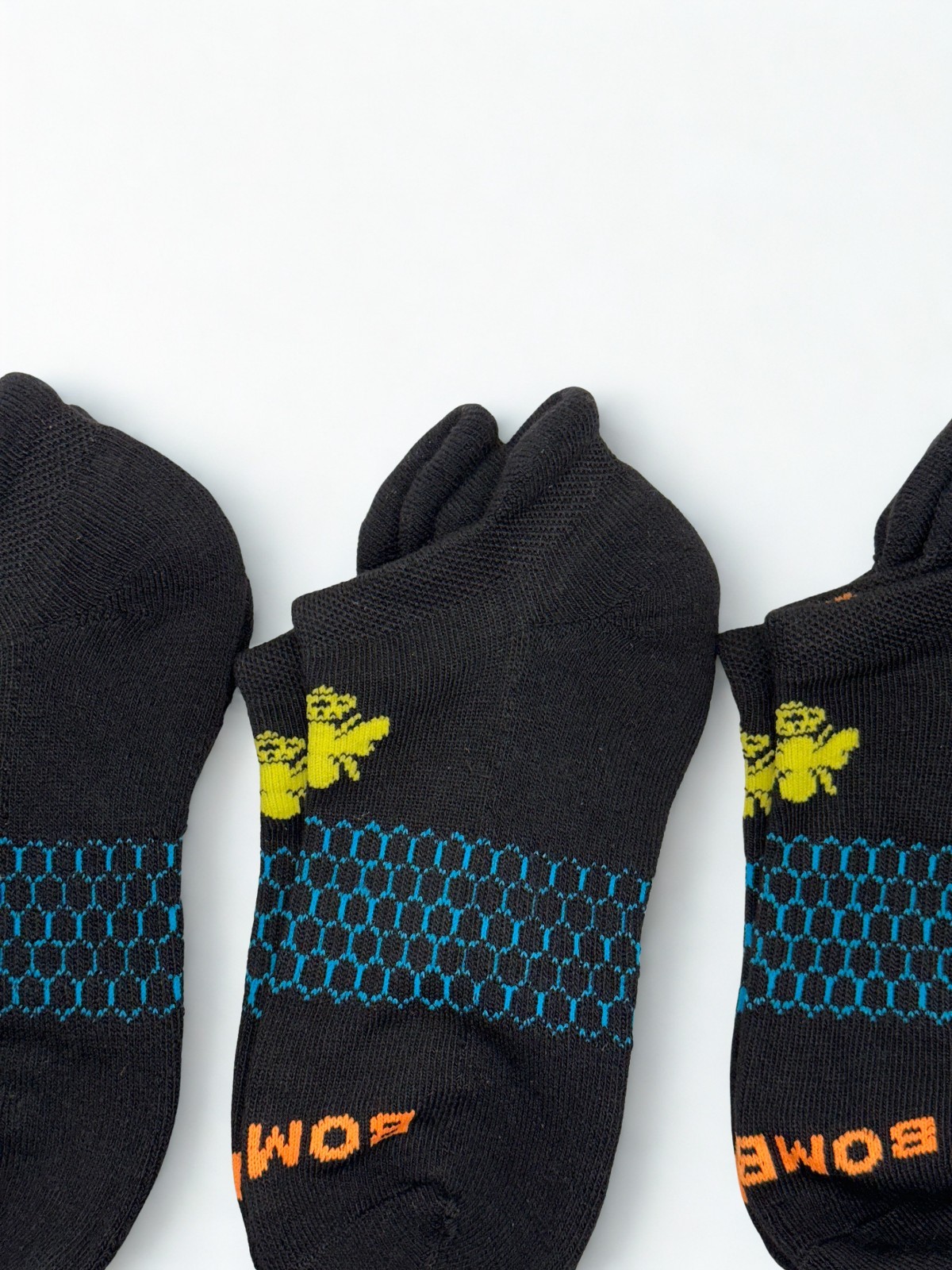 Bombas 3 Pairs Women’s Ankle Socks athletic Honeycomb Size Small 4-7.5 Black