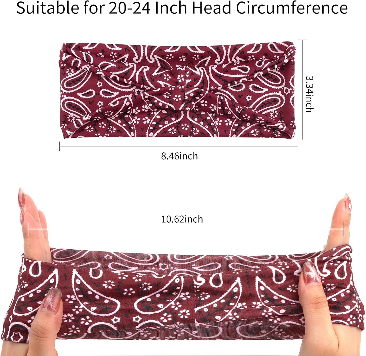 6Pcs Headbands Paisley Bandanas Head Bands Sweat Band Hair Wrap Headwrap Fashion