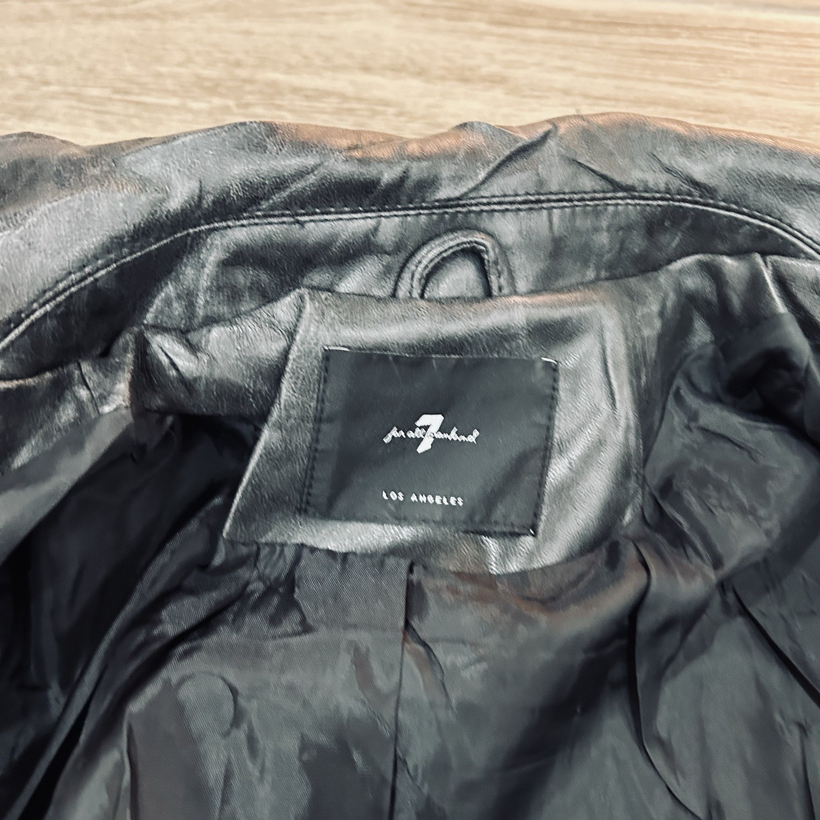 7 for All Mankind Black Vegan Faux Leather Moto Jacket Women’s Size Small