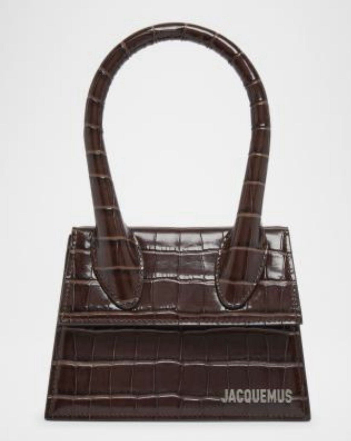 Jacquemus Le Chiquito Moyen Croc Embossed Leather Top Handle Bag. Original $1050