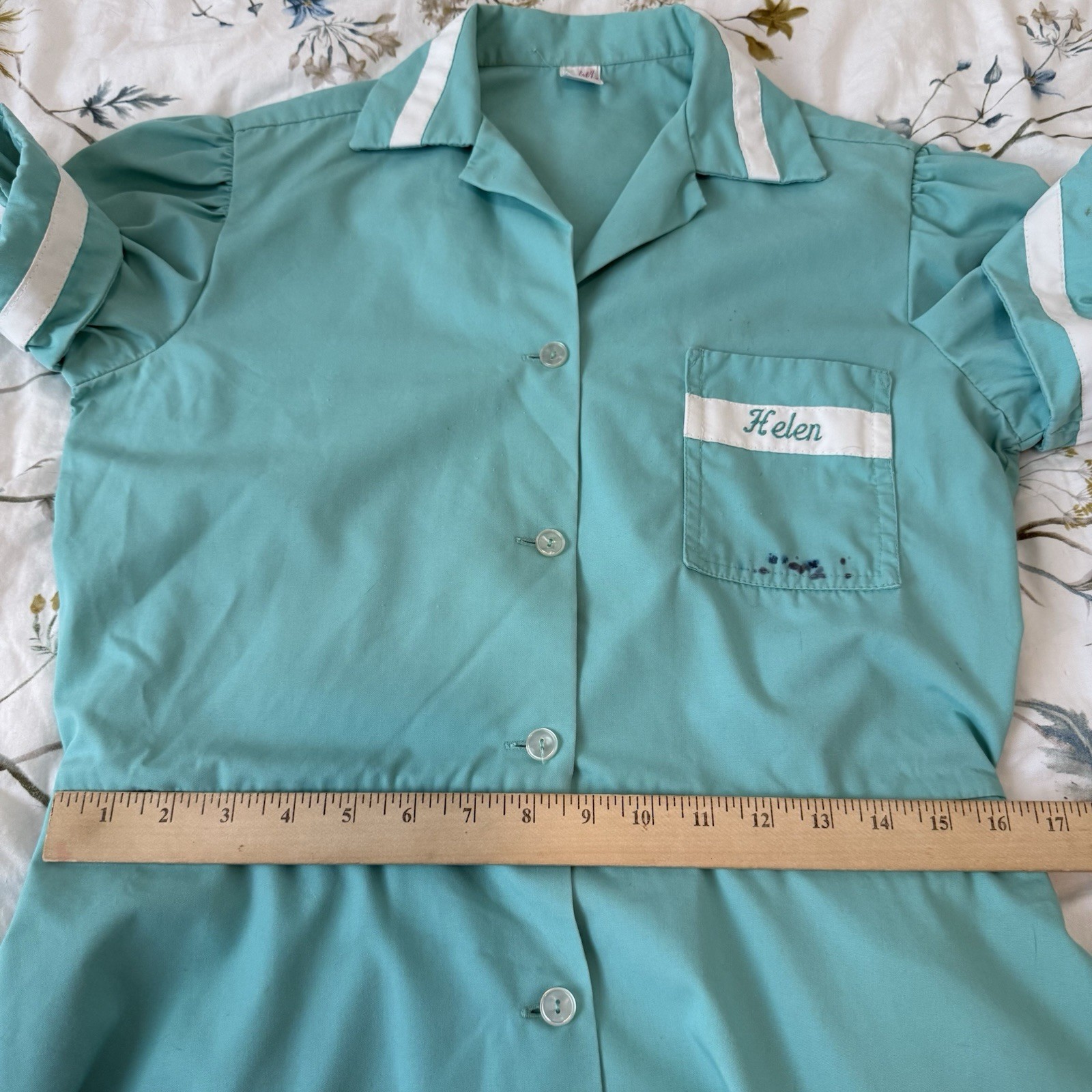 Vintage Aqua Waitress Uniform Dress Set T-Bird Diner Audrey Coleman USA – Helen