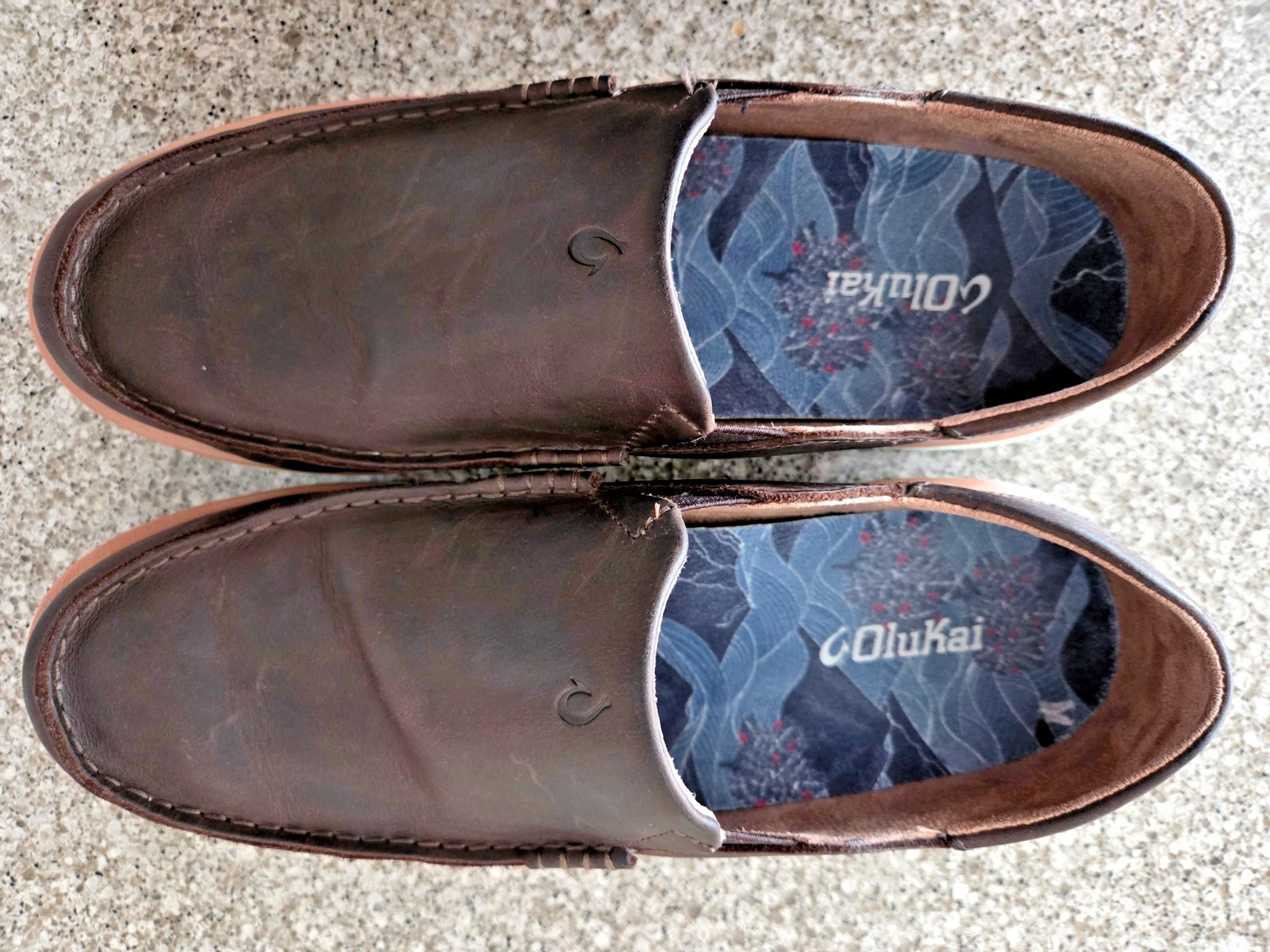 OluKai Kalia Slip On Mens 11 Dark Wood Shoes 10453-6363 Boat Nubuck Leather