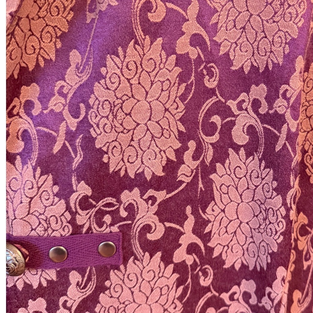 NWT Victorian Steam Purple Floral Brocade Corset Back Steampunk Gothic Coat 14