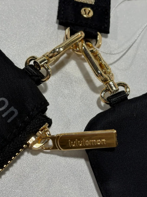Black Gold Lulemon Style Key Wallet Wristlet – Dual Pouch Buckle Bag With Wrist