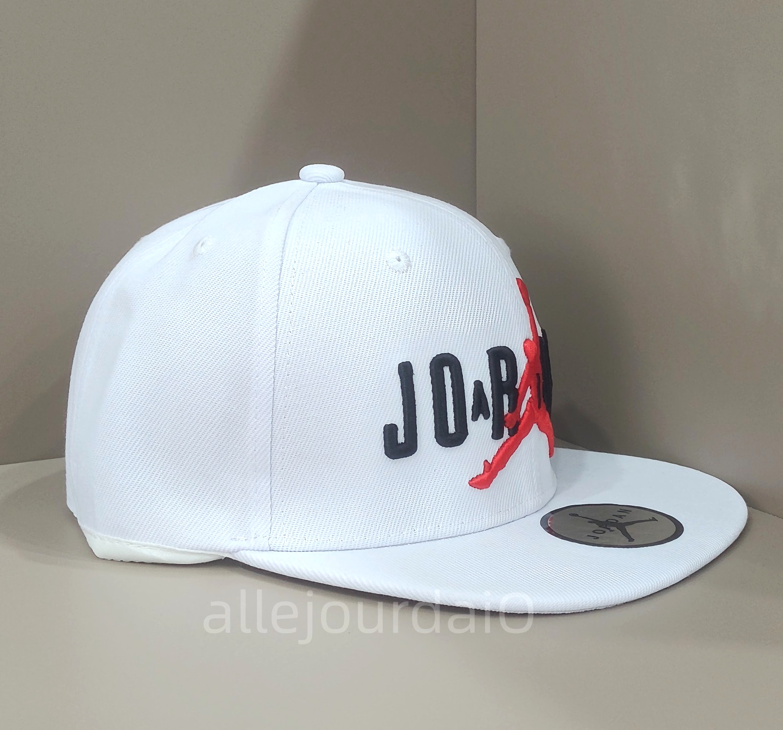 Jordan Outdoor Casual Embroidered White Flat Brim Hat Adjustable