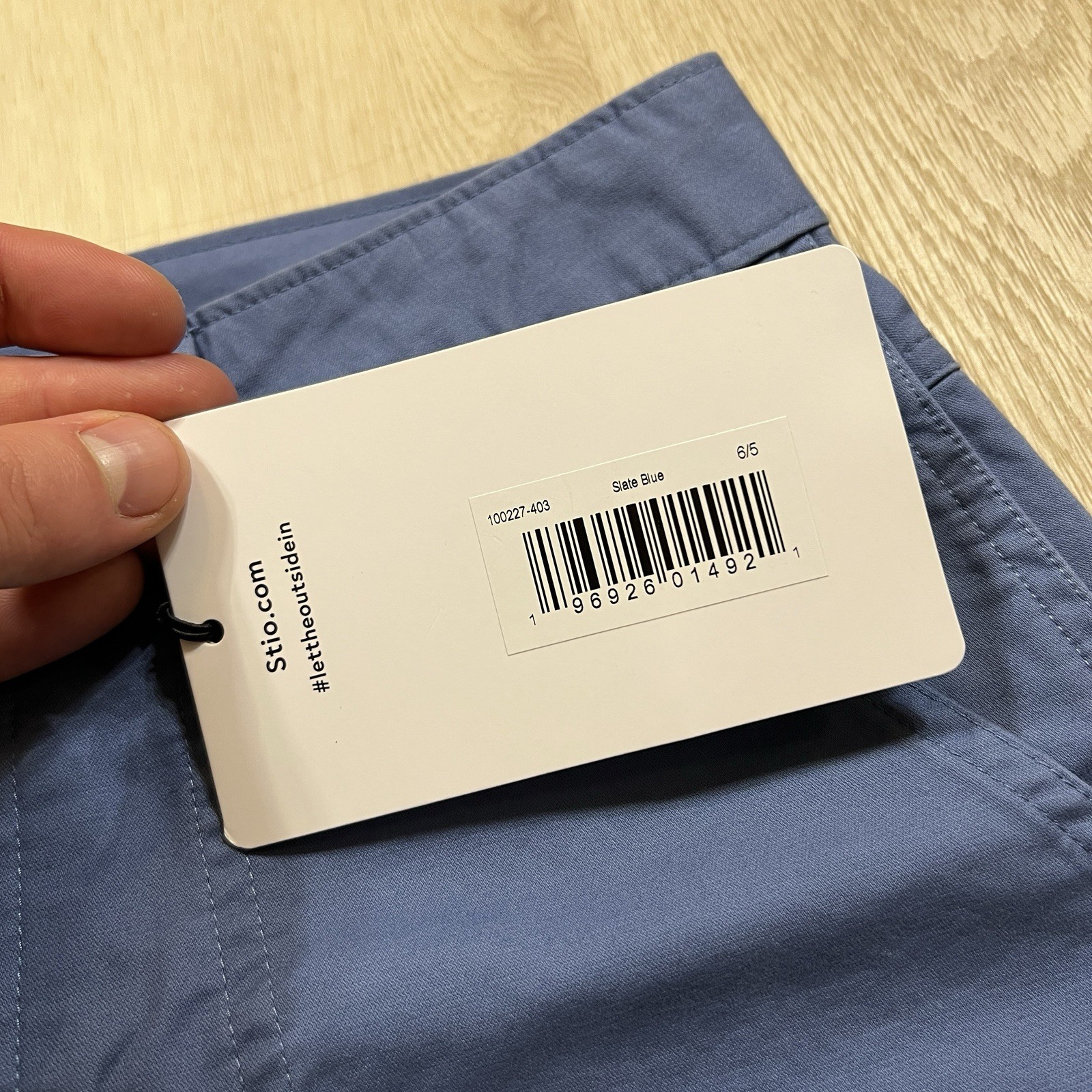 Stio Womens Shorts Size 6 Rivet Twill Slate Blue 5″ Stretch Organic Cotton NEW