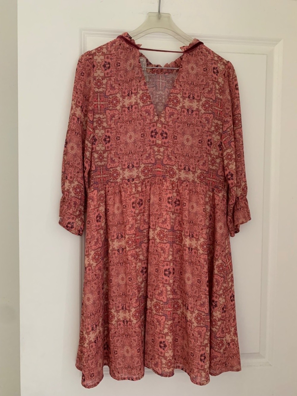 For Love & Lemons Pink Boho Tunic Babydoll Dress Deep V Back Size M