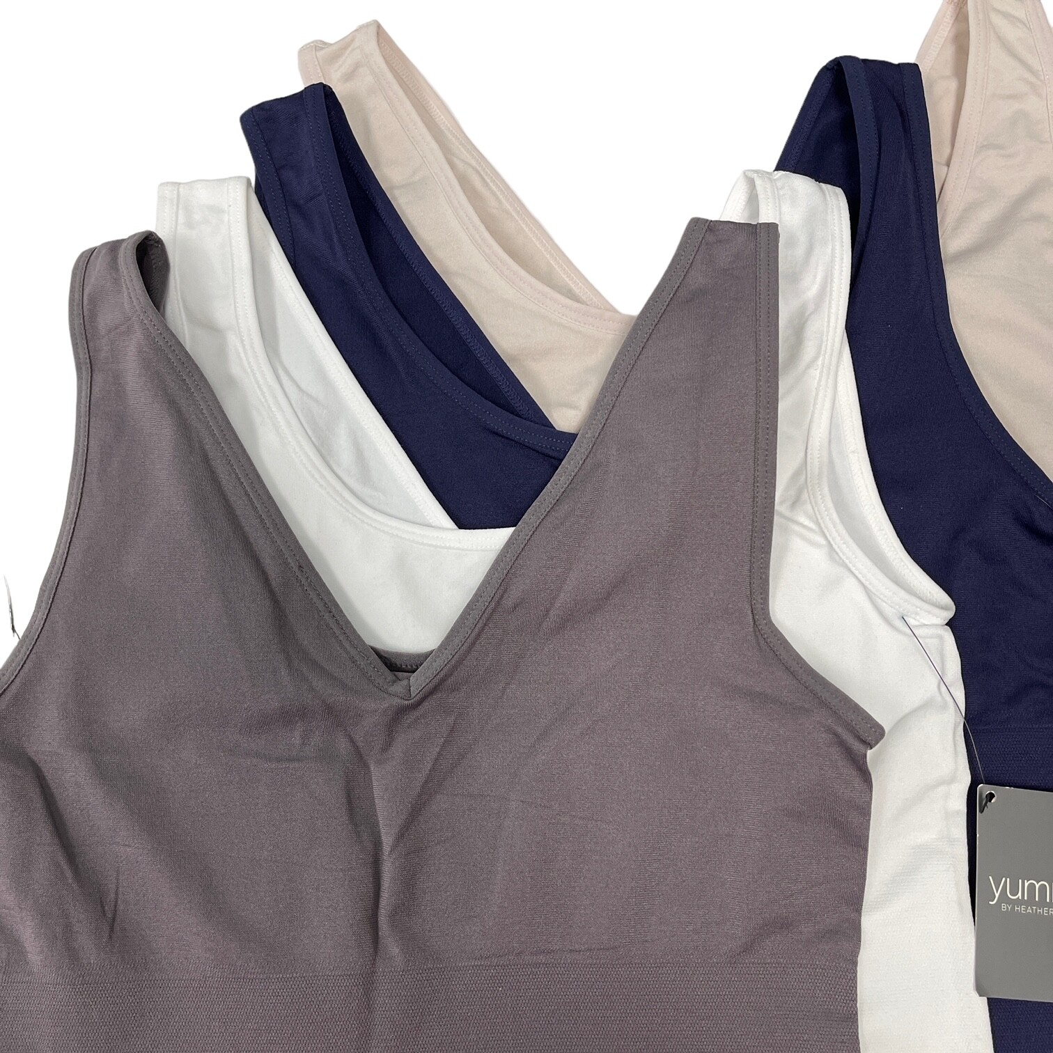 Yummie Tank Top Seamless 2 Way Shaper V Neck Scoop Cami Slimmer Moderate Control