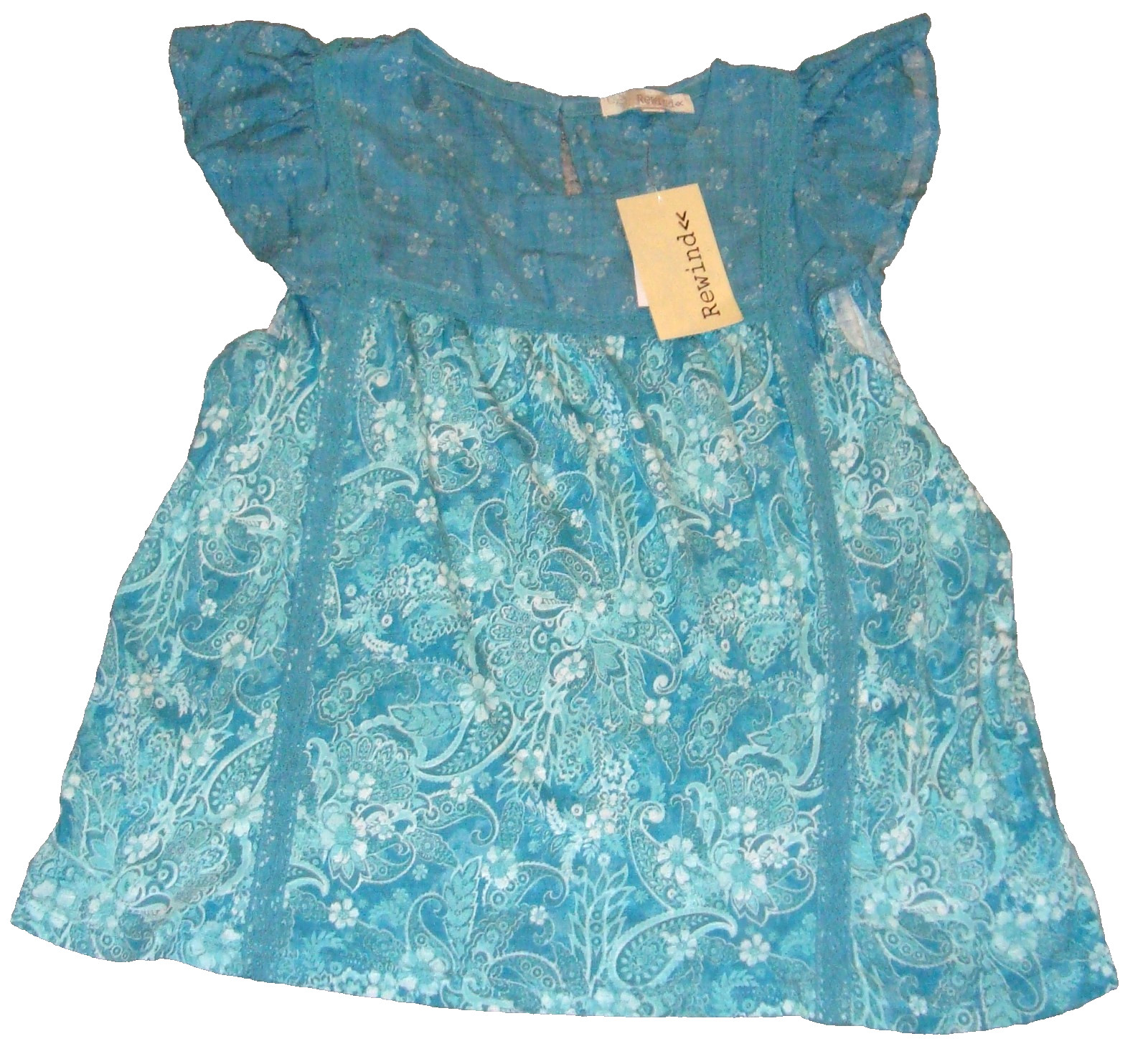 Rewind Juniors / Women’s Cap Sleeve Teal Pullover Top Size LARGE – NWT