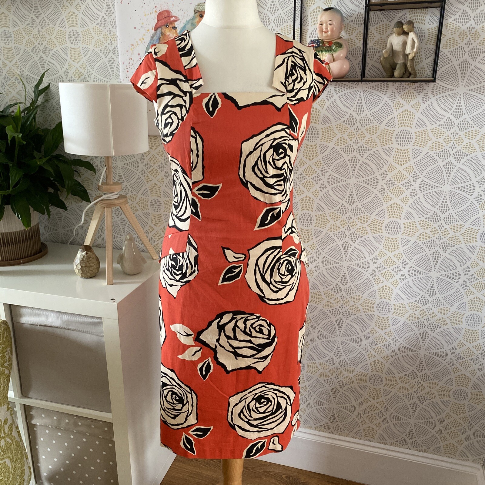 Roman Dress Size 12 Rose Print Party Wedding Guest Party Occasion