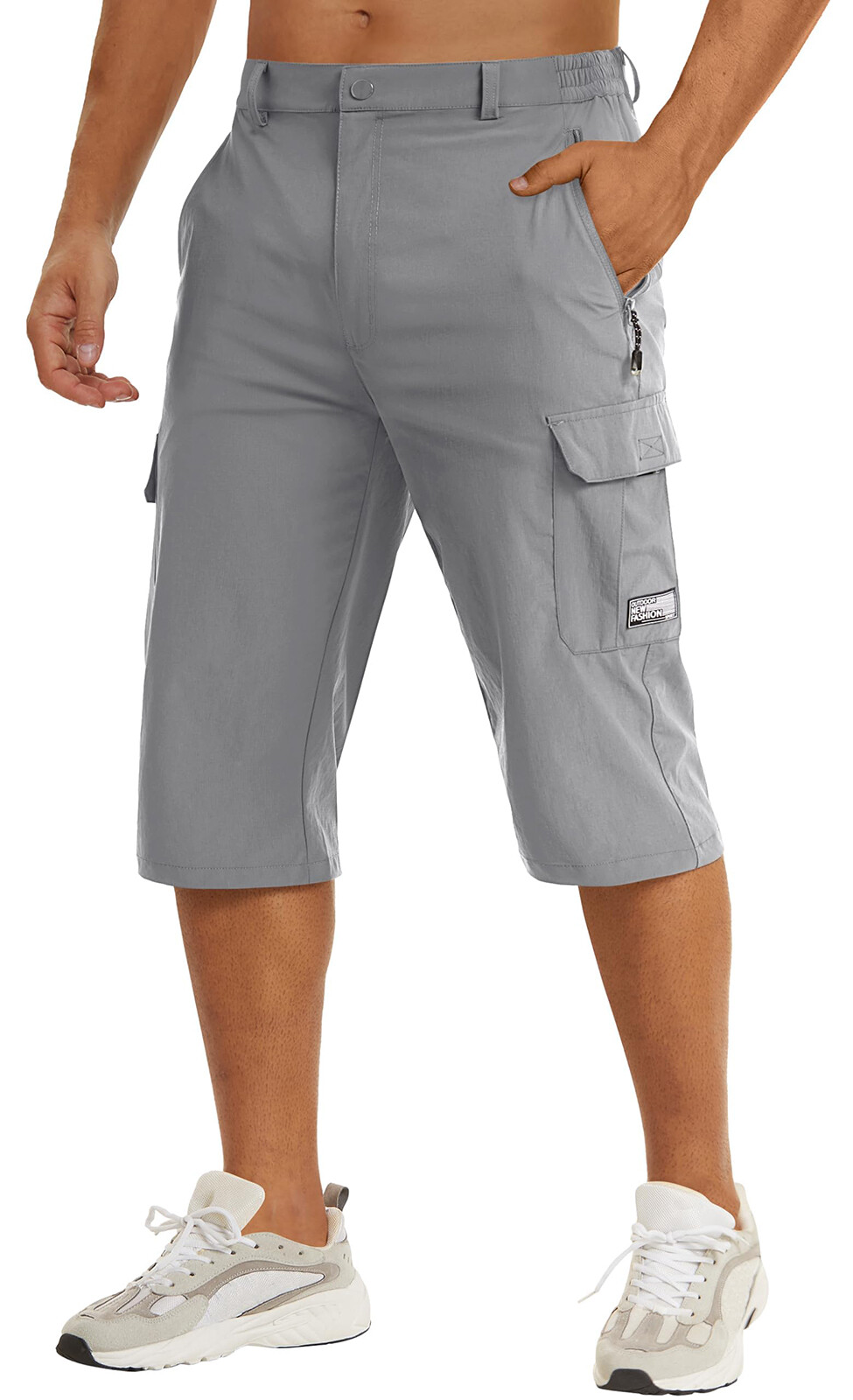 Mens Capri Pants Cargo Long Shorts Quick Drying Lightweight 3/4 Below Knee Pants