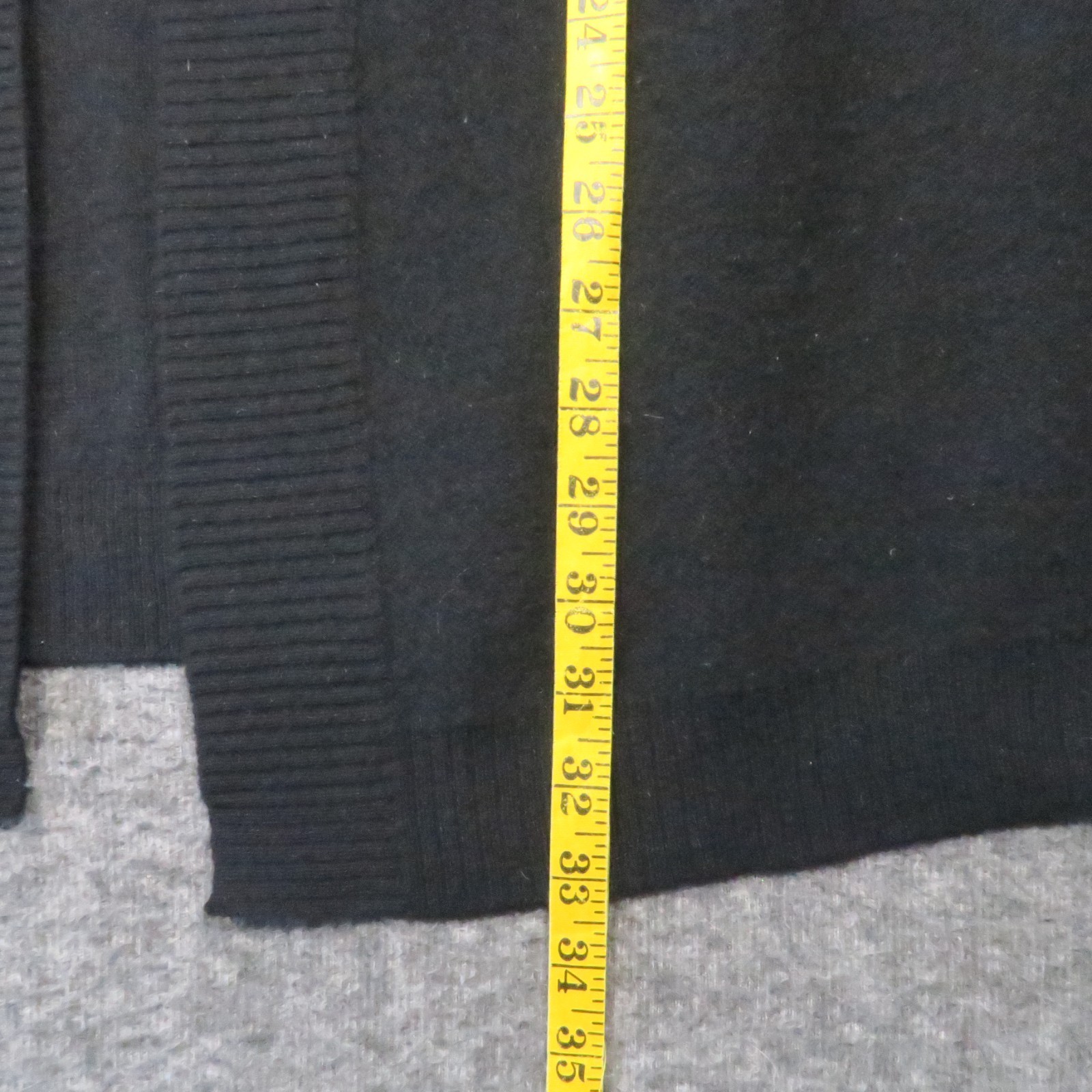 Charter Club Luxury Cashmere Cardigan L Black Open Front Long Minimalist Office