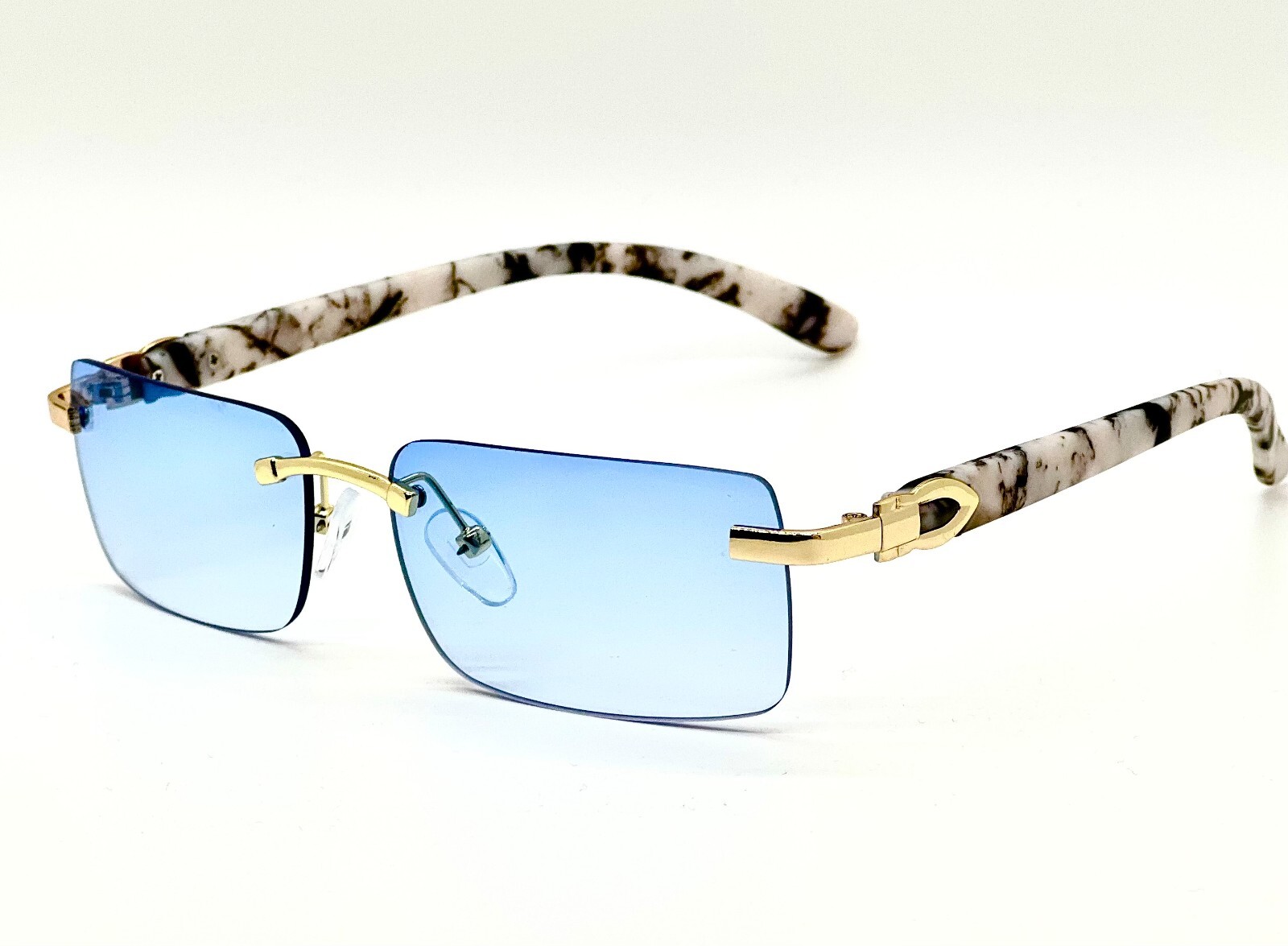 Mens Classy Style Wood Buff Retro 90s Hip Hop Rapper Gangster Rimless Sunglasses