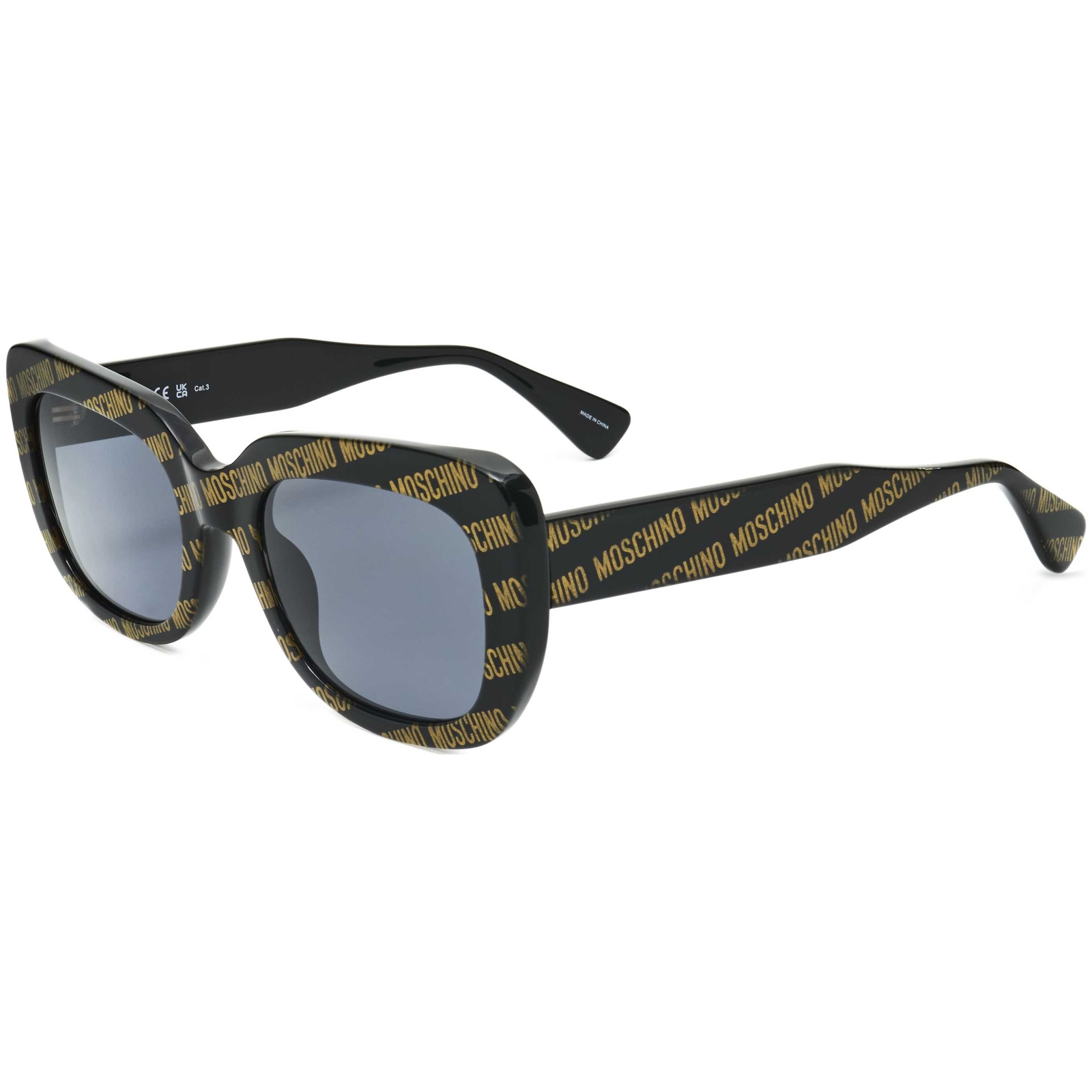 Moschino Women’s 53mm Black With Gold Logo Pattern Sunglasses MOS132-S-7RM-53