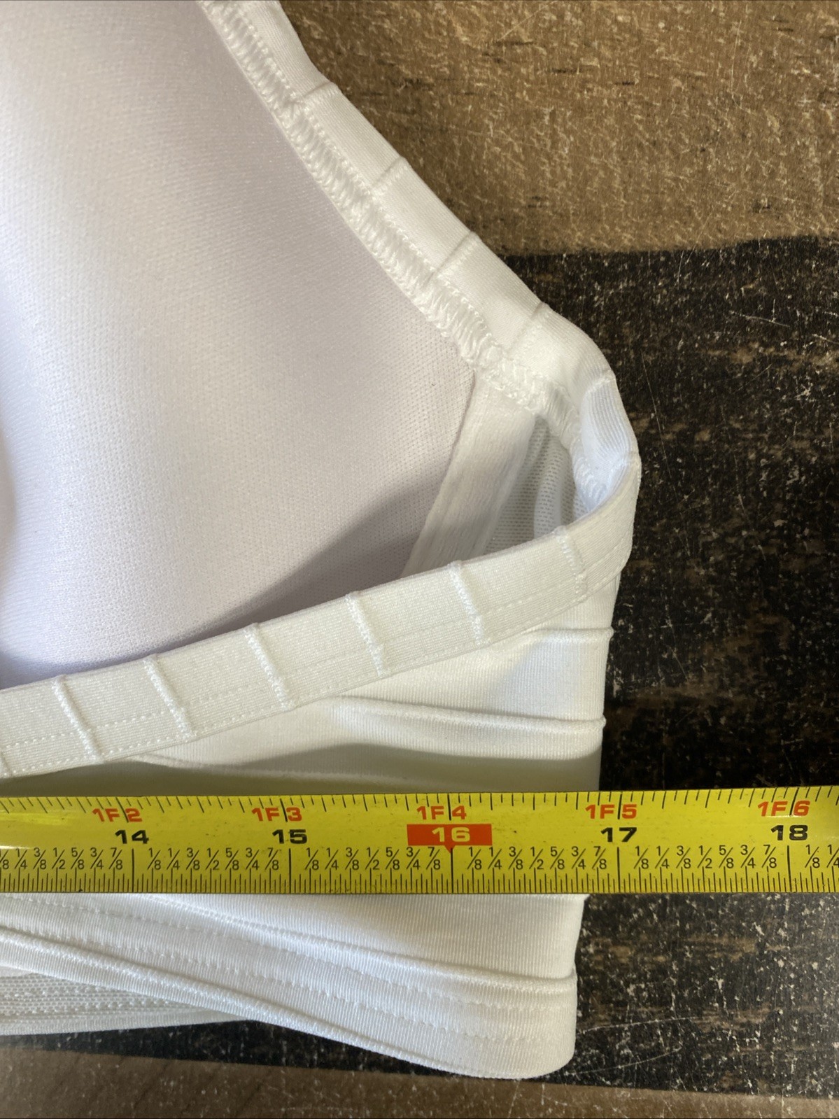 Lands End White Ribbed Retro Underwire Bikini Top Swimwear Size 14 New