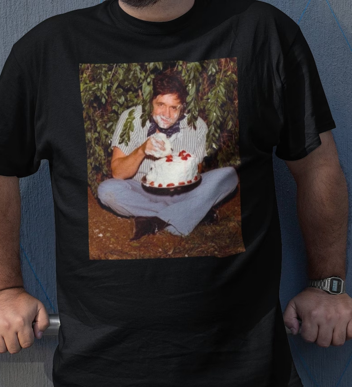 Johnny Cash Shirt Johnny Cash Eating Cake T shirt All Size S-4XL Cotton