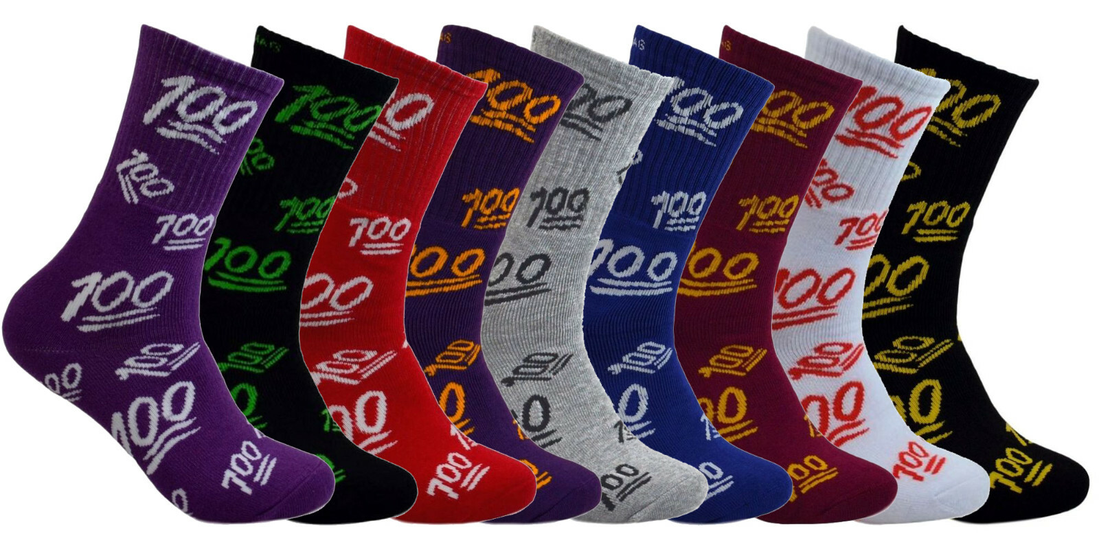 Perfect Performance 100 Score Athletic Sports Cushioned Unisex Daily Crew Socks