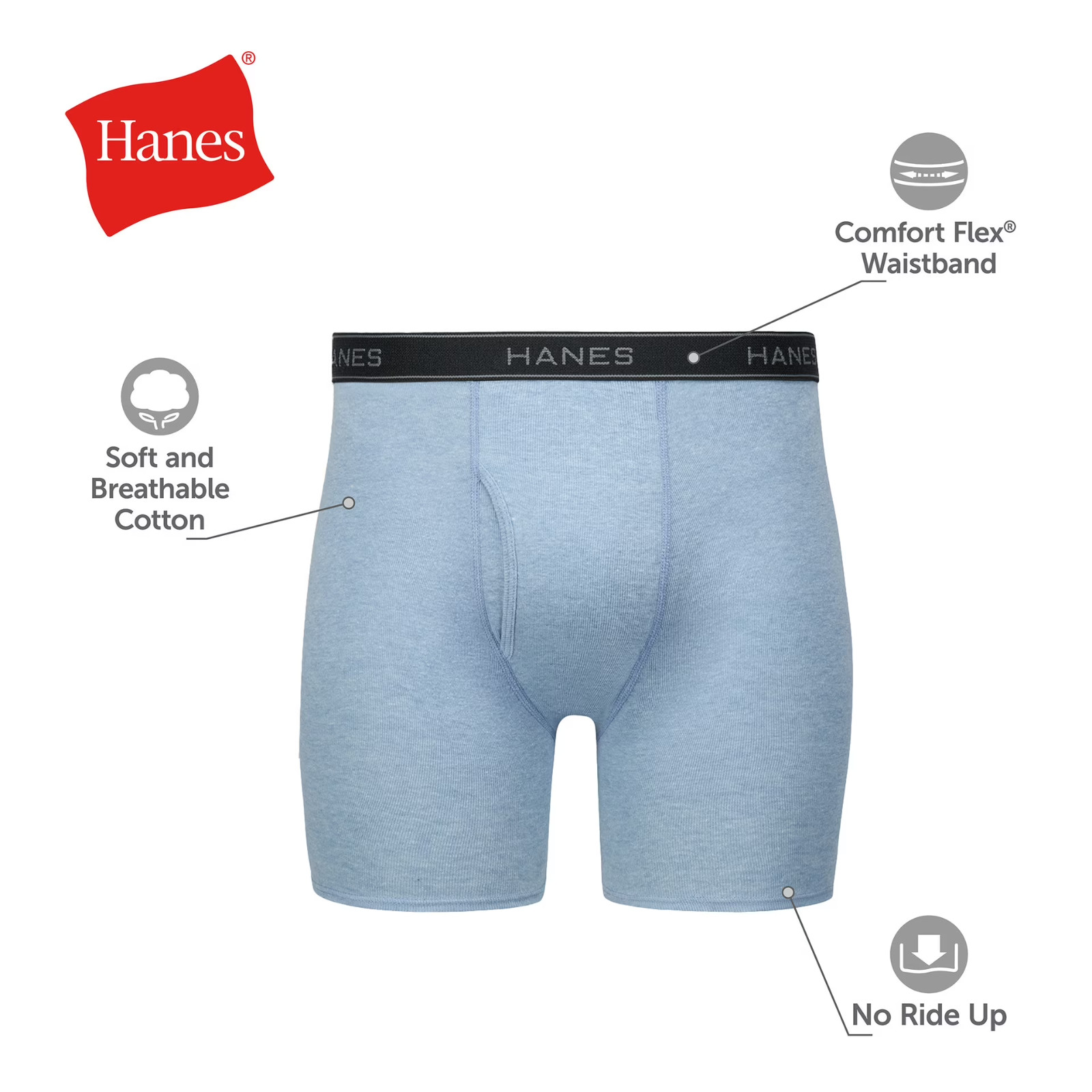 10-Pack Hanes Men’s Value Pack Assorted Boxer Briefs, Soft & Breathable Cotton