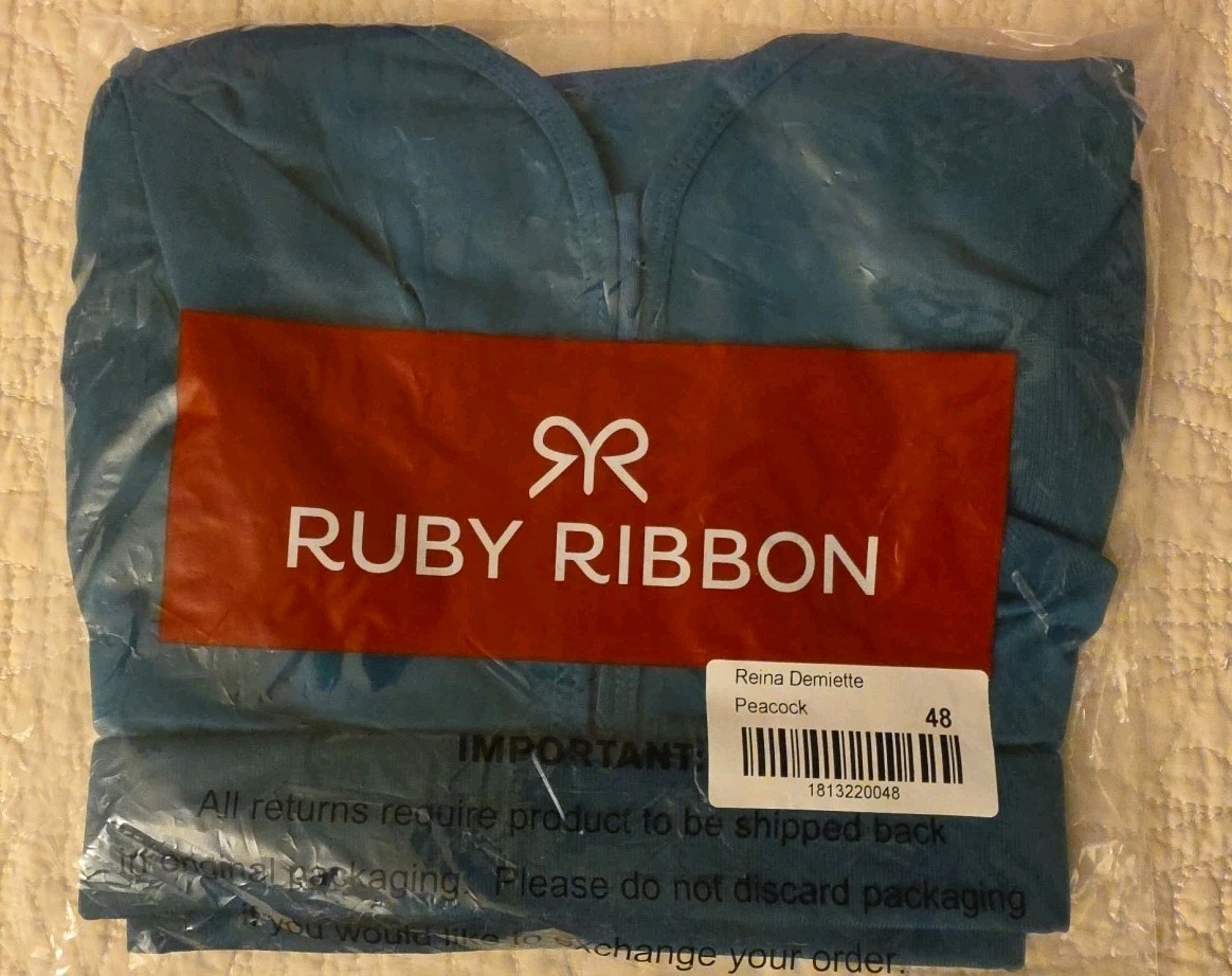 Ruby Ribbon Reina Demiette Wire-Free Bra Peacock New In Bag Size 48 Style #1813