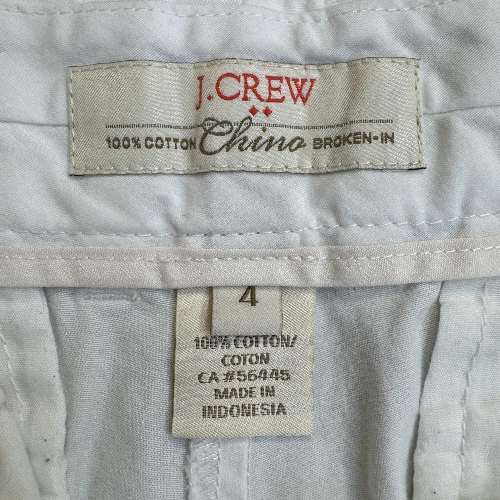 J.Crew Shorts Womens 4 White Chino Broken-In Low Rise Beach Preppy Summer 2015