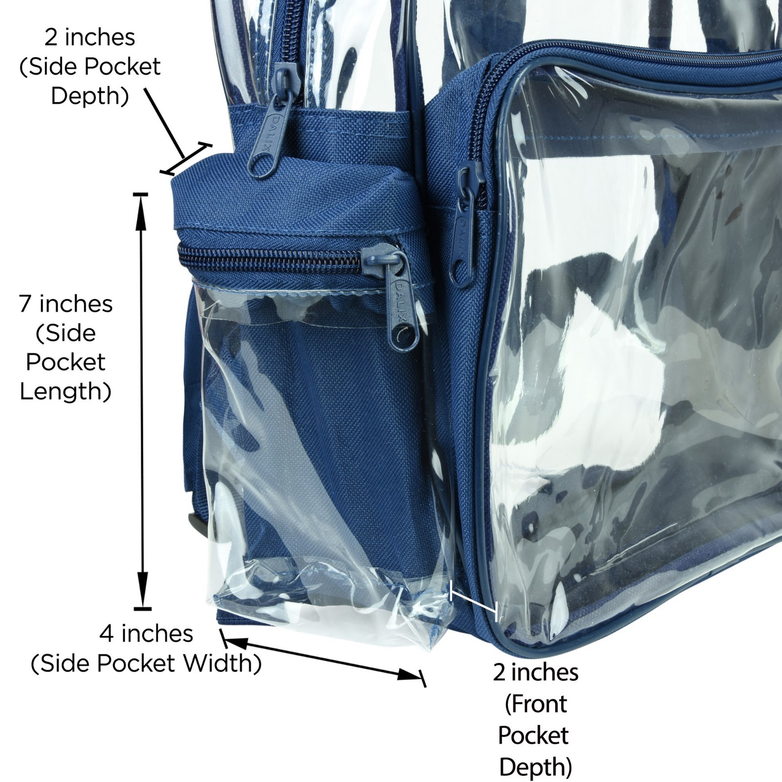 DALIX Clear Backpack School Pack See Through Bag in Navy Blue FREE SHIPPING