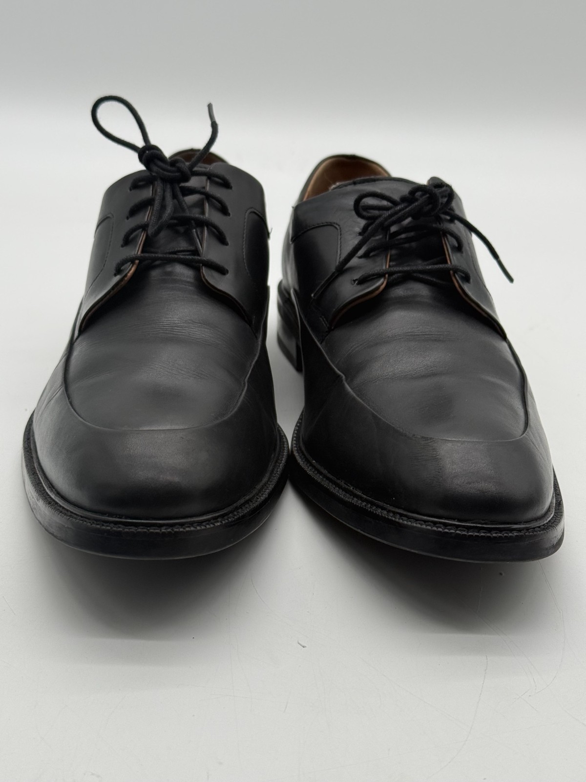 Cole Haan Grand OS Mens Black Leather Apron Toe Derby Dress Shoes Size 11.5 M