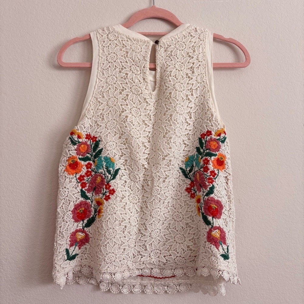 Maeve Anthropologie Embroidered Tank Top Small