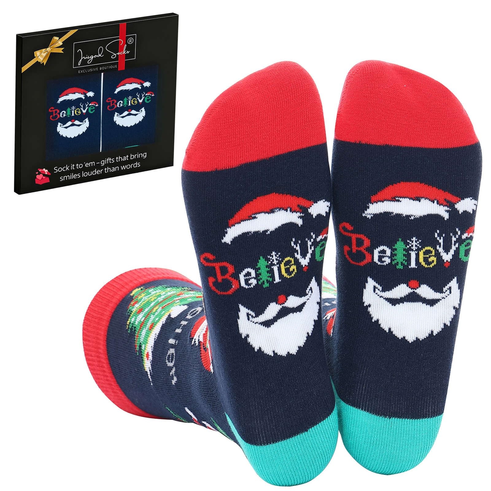 IRISGOD Funny Christmas Socks for Men Women – Novelty Xmas Gifts – Cool