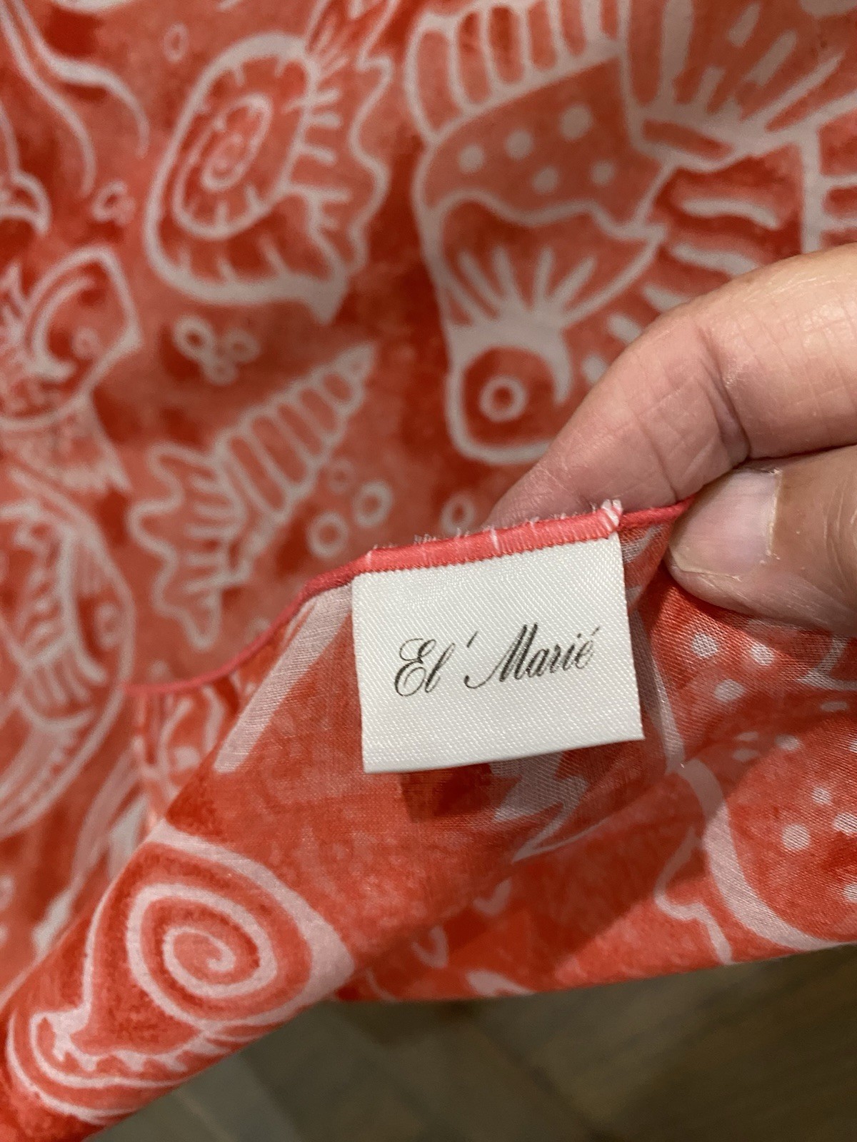 El Marie Brand Beach Wrap Coral. Color With Fish And Shell Design