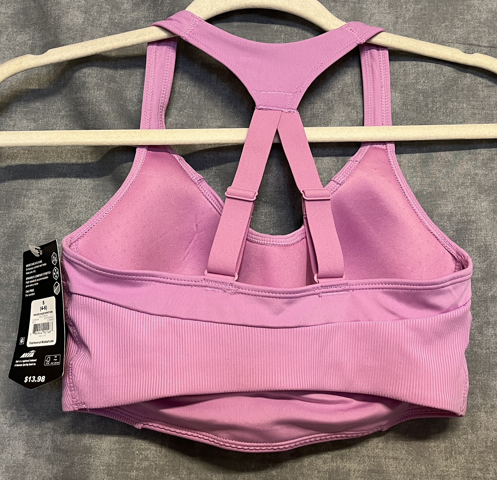 NEW size small Avia molded sports bra racerback orchid S