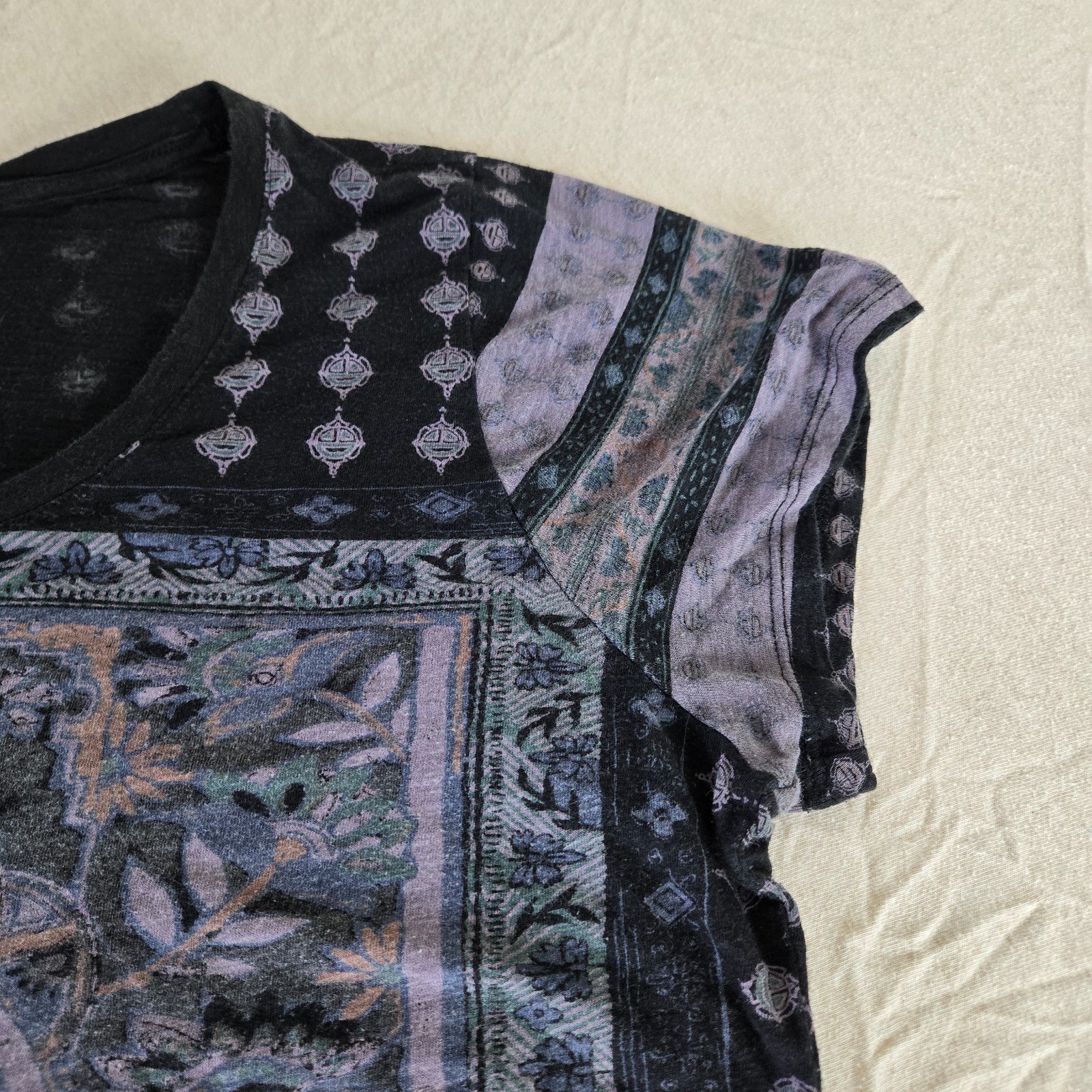 EUC Lucky Brand Mandala Print light-weight Short Sleeve Boho Top, Size 1X