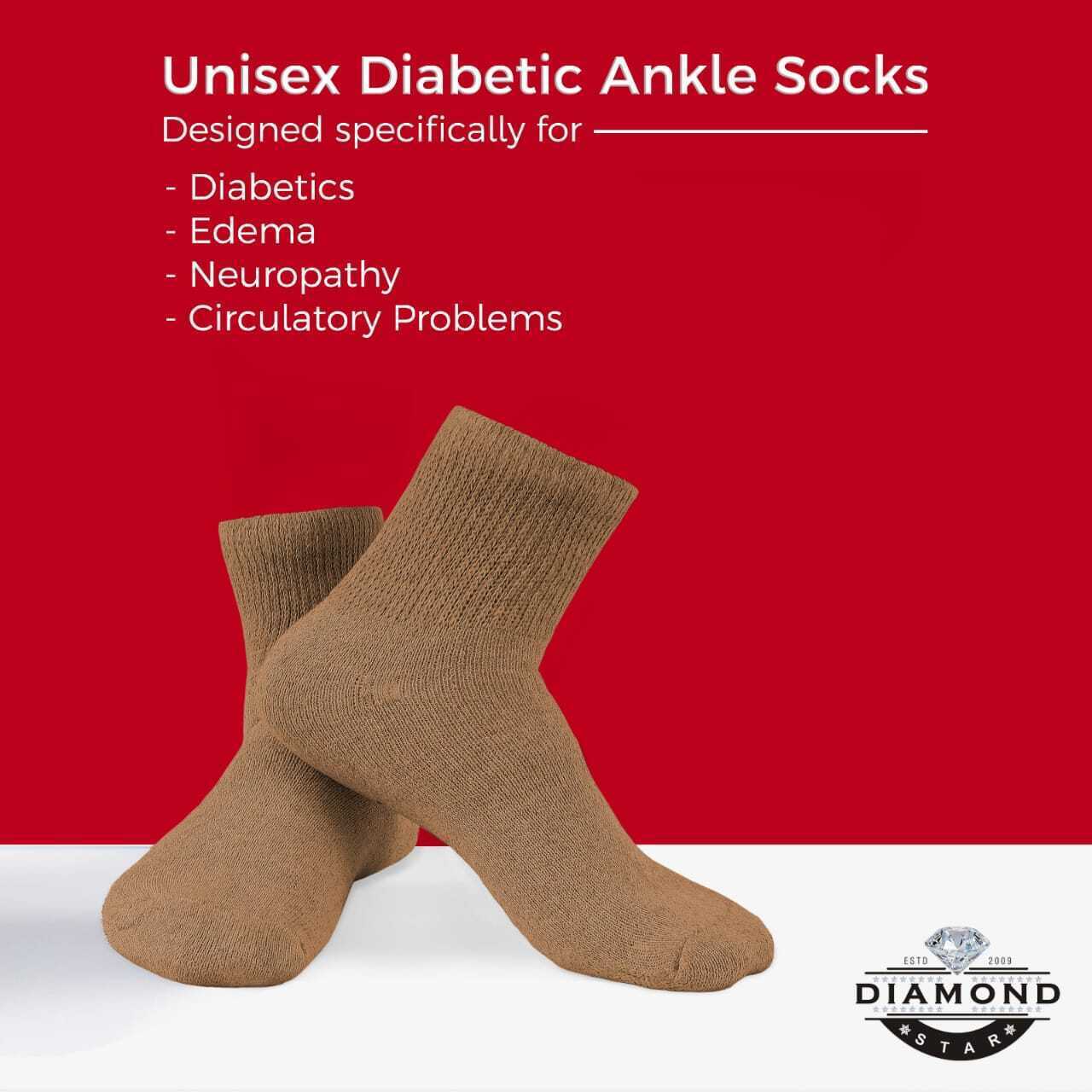 3-12 Pairs Men’s Circulatory Health Diabetic Ankle Quarter Socks Khaki Size 9-15