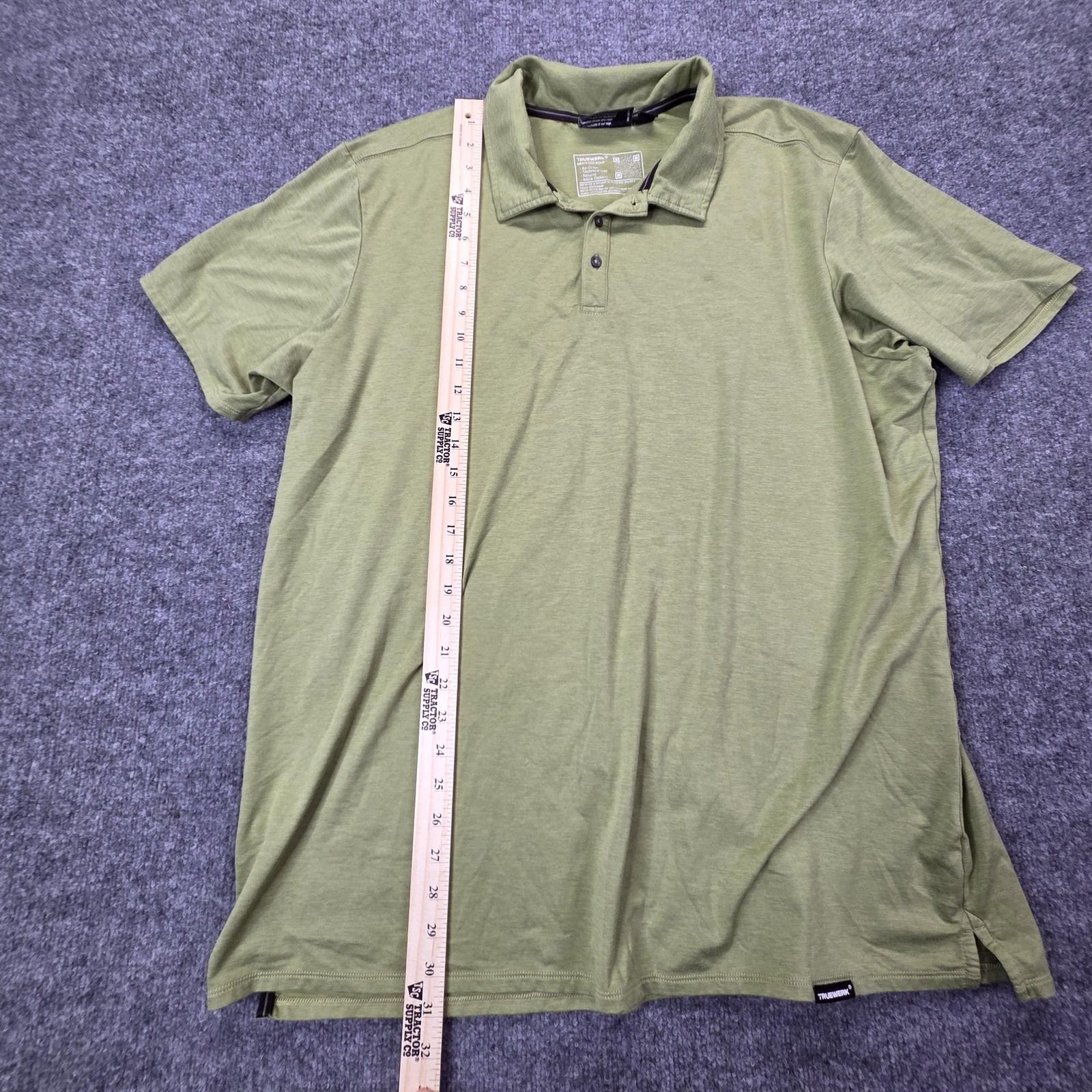 Truewerk Polo Shirt Mens 2XL Green EDO Performance Workwear Lightweight Tech