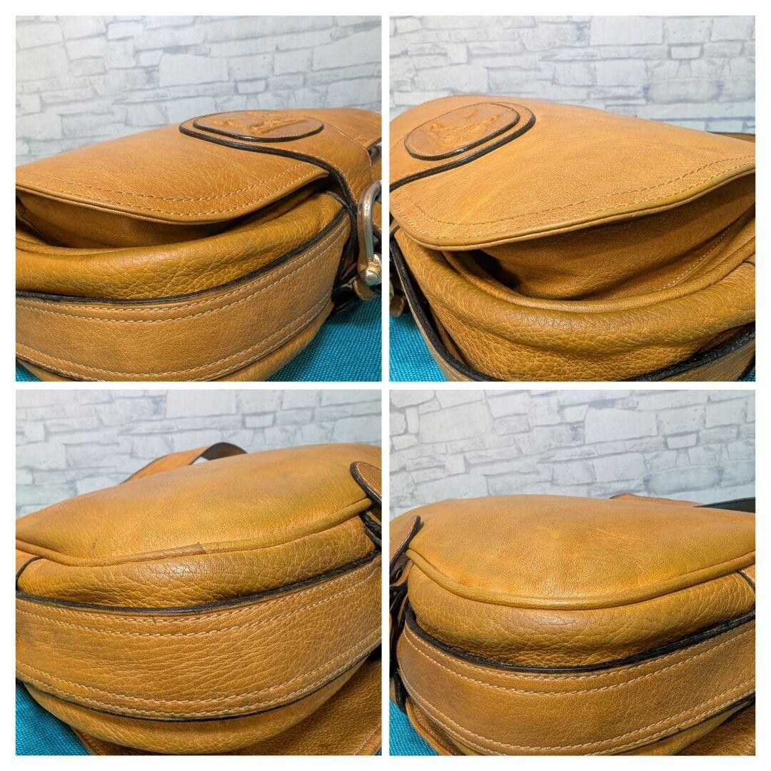 CELINE Shoulder Bag Embossed Leather Horse carriage logo Vintage Auth From Japan