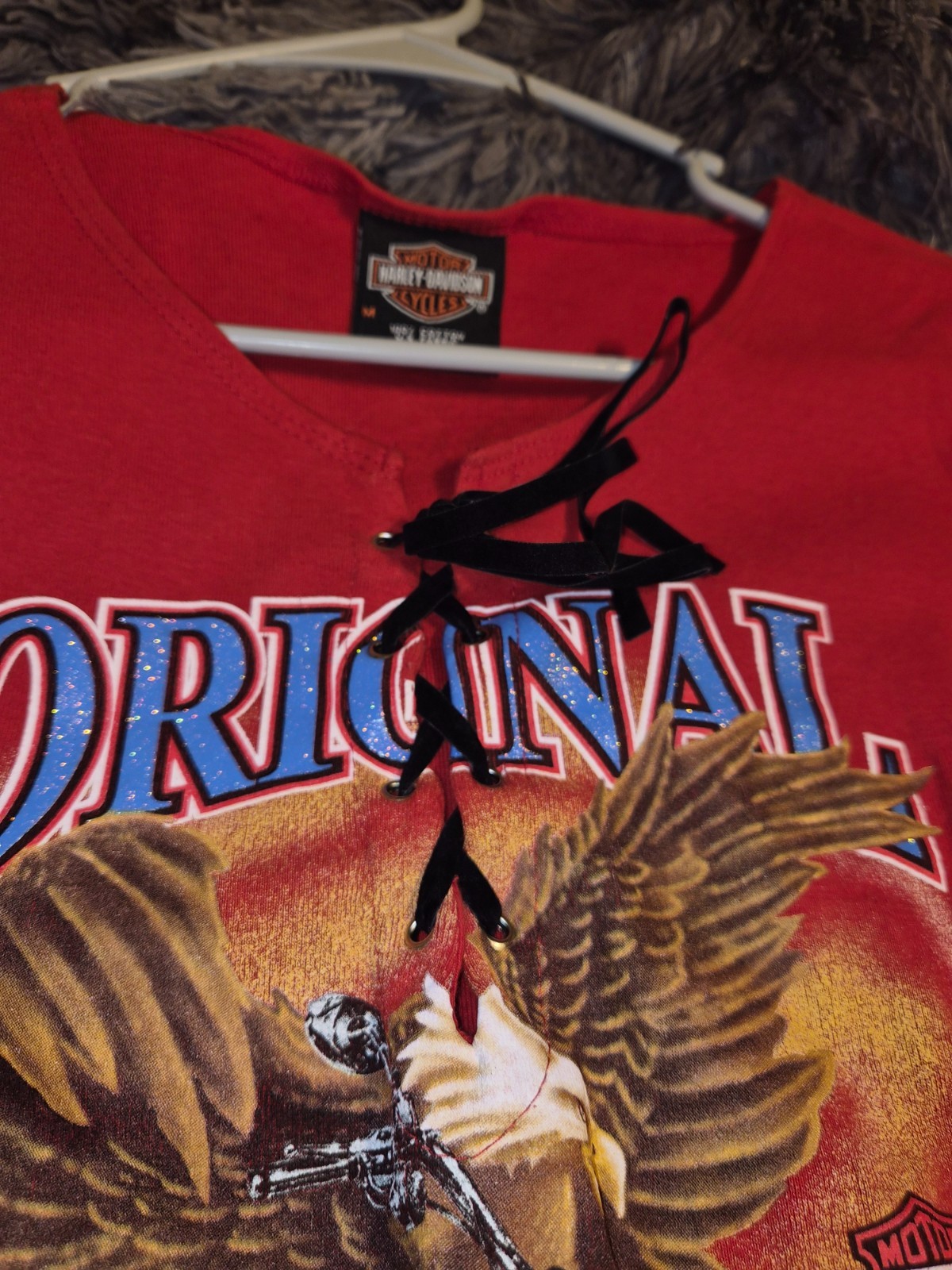 womens red harley davidson top size medium