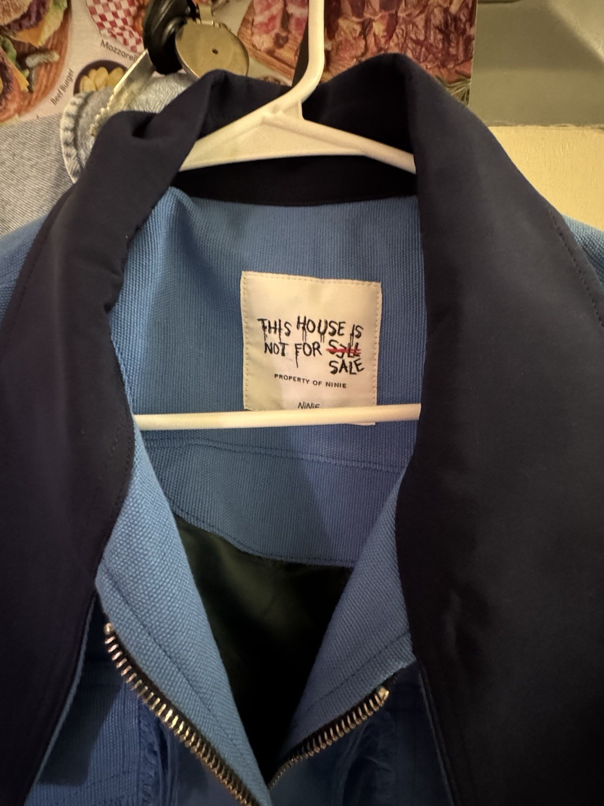 Ninìe Blue Full Zip Bomber Jacket ” Chest Point Collar Logo