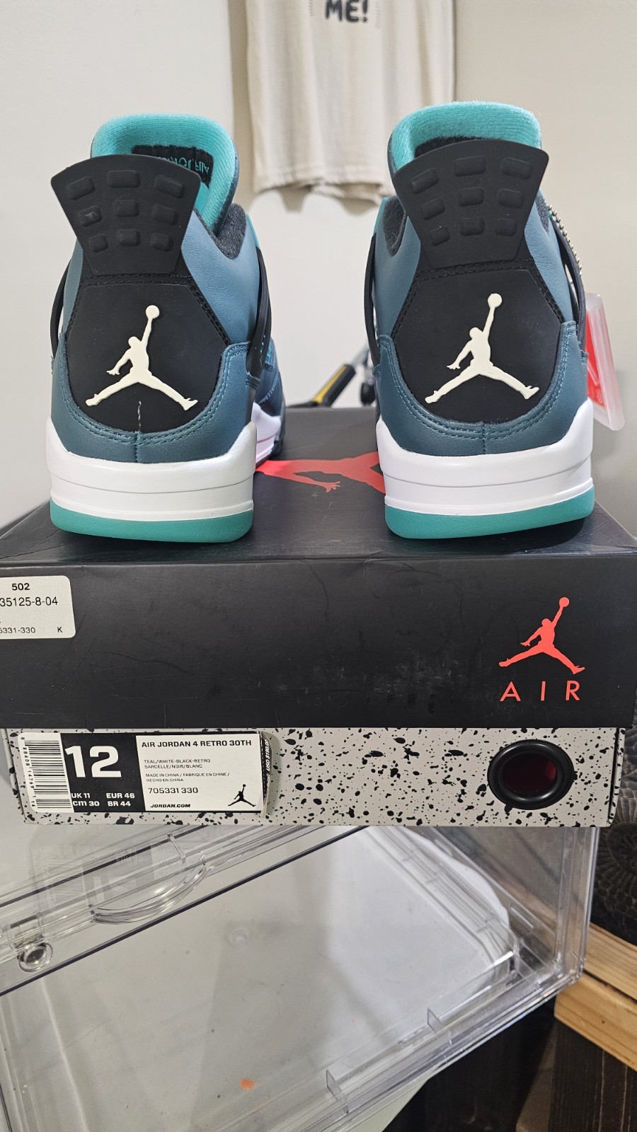 Jordan Air Jordan 4 Retro Teal/Black/White Leather Mid-Top 705331-330 2015