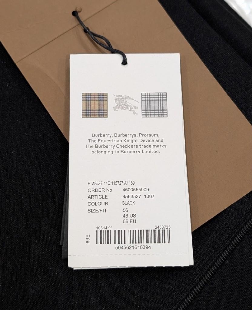 $1050 Mens Burberry “Springwood” Two-Tone Tapered Trousers Pants Black 50 US 34