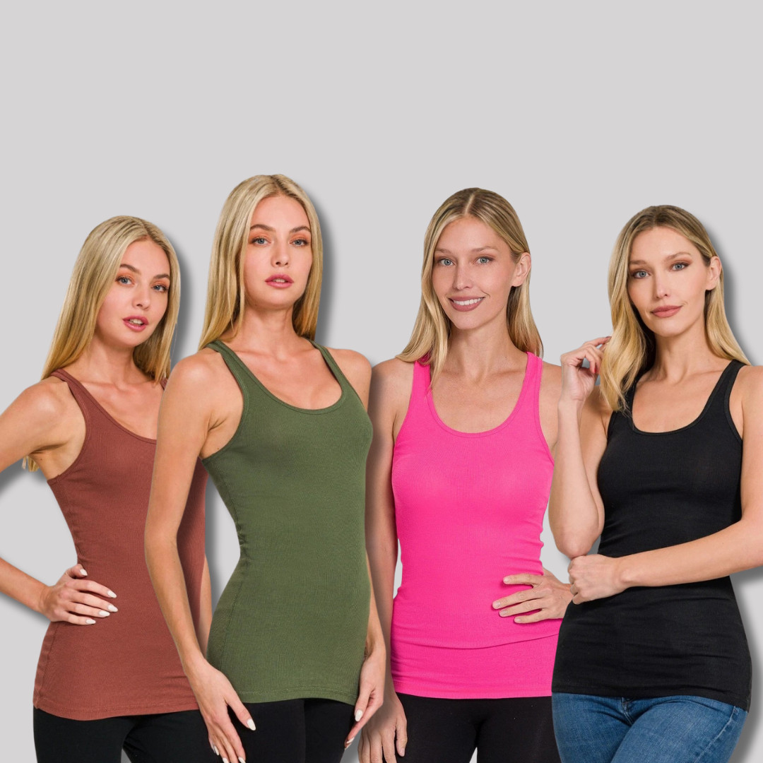 Women’s Stretchy Soft Thin Cotton Ribbed Knit Racerback Tank Top Zenana S-XL