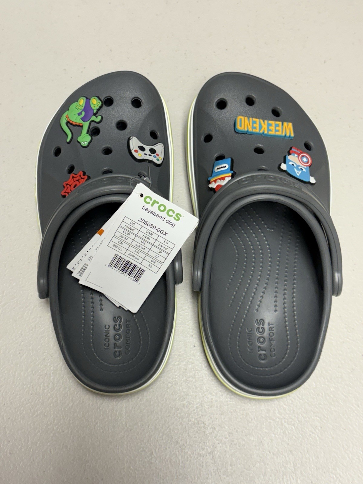 Authentic CROCS Bayaband Gray Clog Size Male 4 Women 6 New!