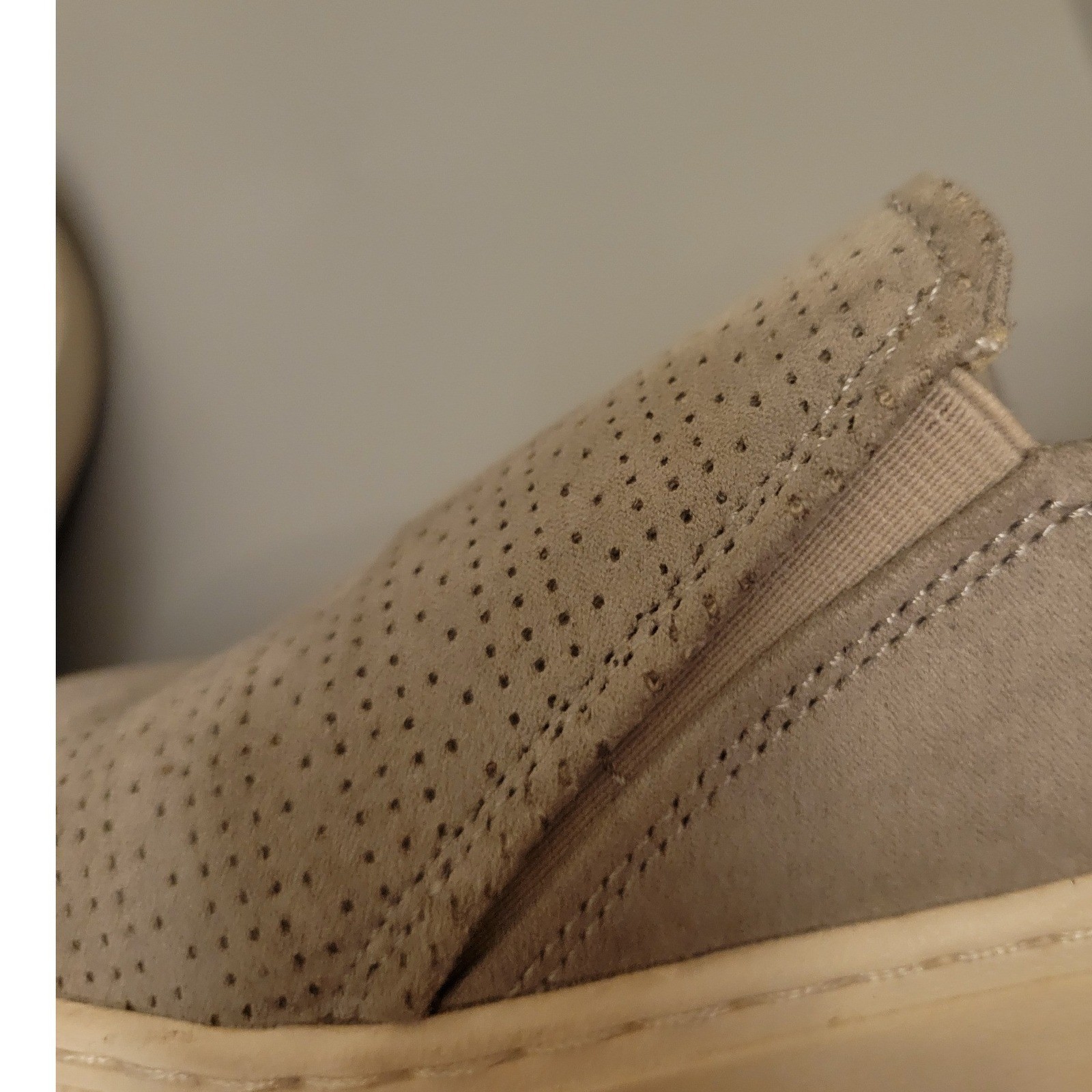 Dr. Scholls BE FREE Grey Perforated Slip On Sneakers Side Zip Flats Womens 721