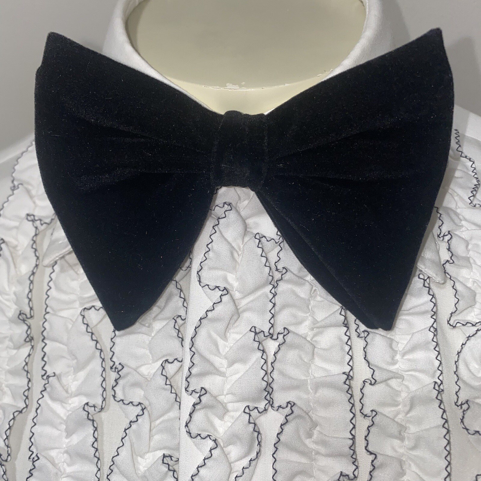 Bow Tie Vintage Floppy Wide Velour Necktie Prom Tuxedo Black VTG 60s 70s Men NEW