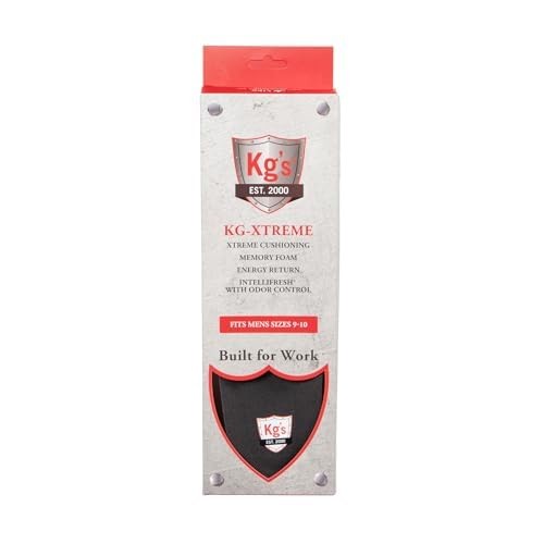 Kg’s KG-Xtreme Cushioned Insoles – Memory Foam Insoles with Arch for All Day …